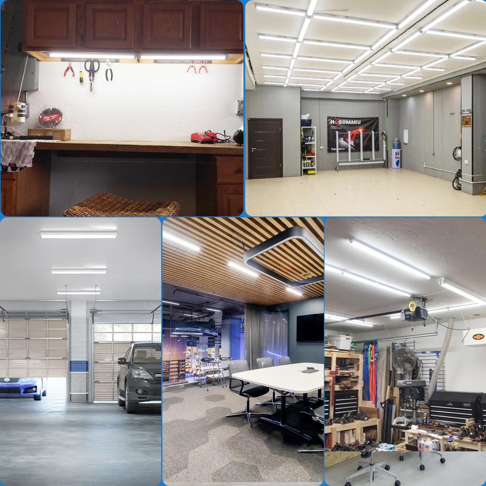Reisener 2Ft Led Shop Lights, 2 Foot Led Light Fixture For Room Workbench Cabinet Closet, 18W 2400 Lumen, 6000K Cool White, Plug