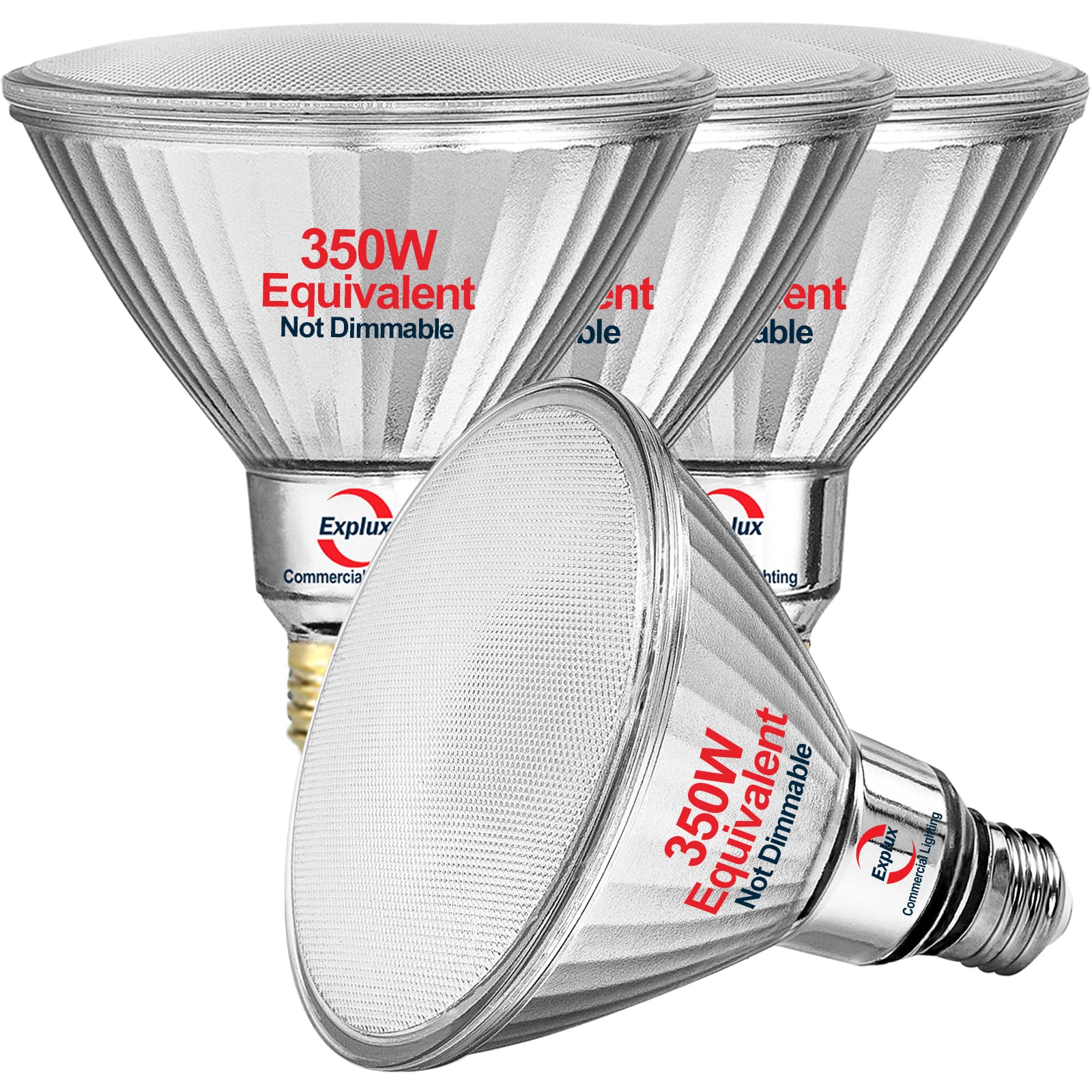 Explux 350 Watt Equivalent PAR38 LED Flood Light Bulb, Ultra Bright 5200 Lumens, Non-Dimmable, Full-Glass Outdoor Waterproof & A