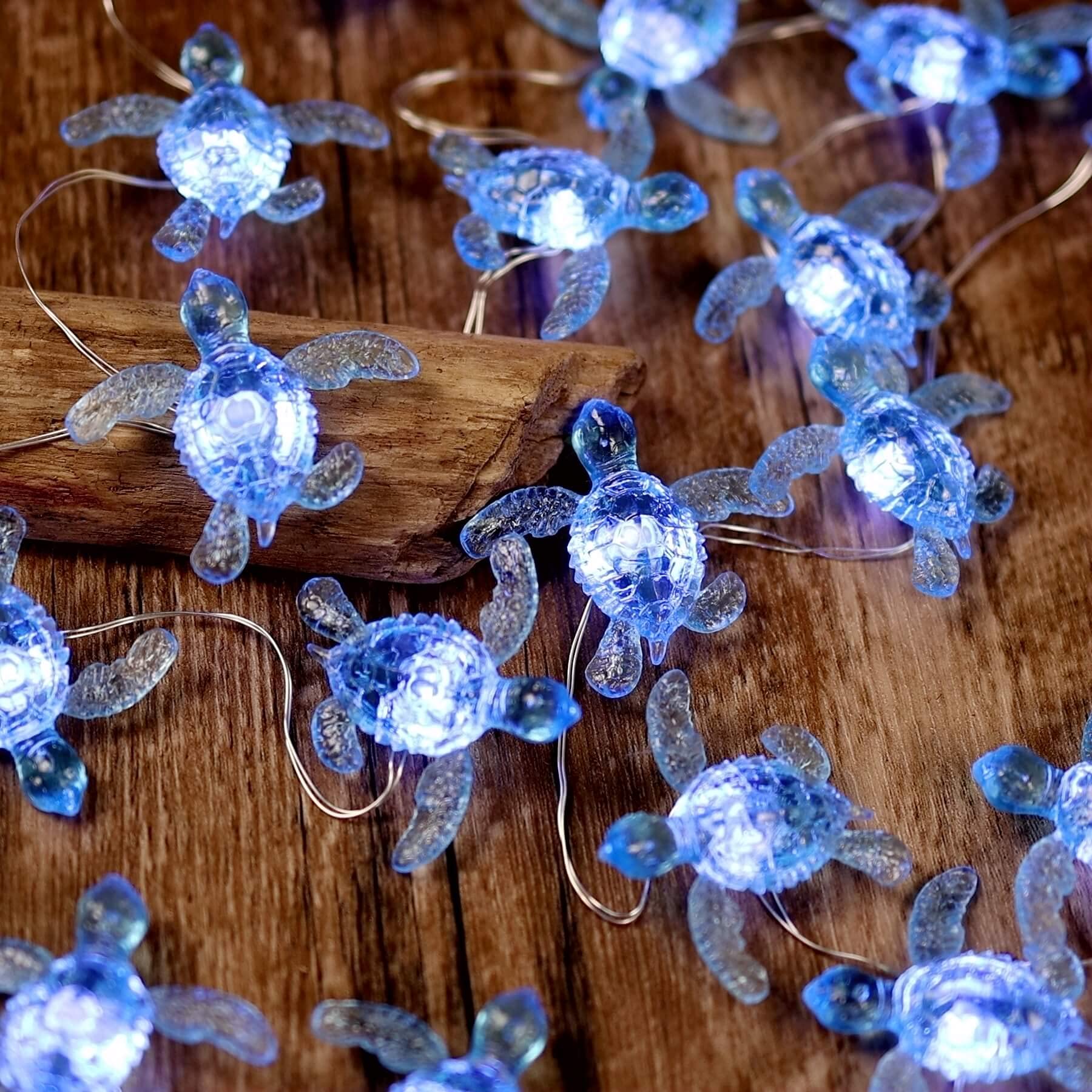 Blue Sea Turtle String Lights -Nautical Wall Décor -Fairy Lights-10ft 30 LEDs -Remote Controll-USB Plug-in -Battery Pack - Summer Ocean Themed -Wedding- Baby Shower- Birthday Party -House Decoration