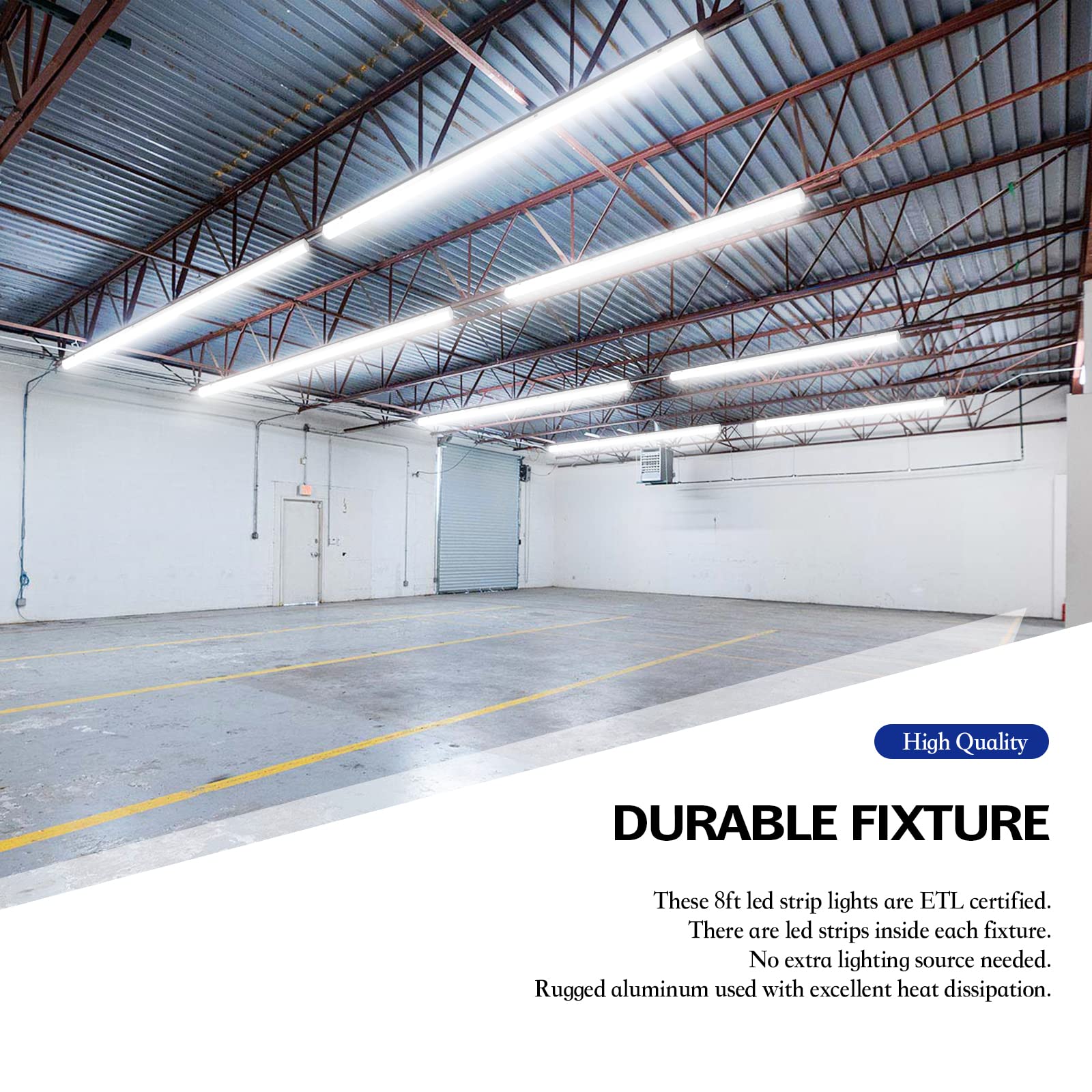 Antlux 110W Led Linear Strip Lights 8Ft Led Shop Lights, 12000 Lumens, 5000K, 8 Foot Garage Lights, Surface Mount And Hanging Ce