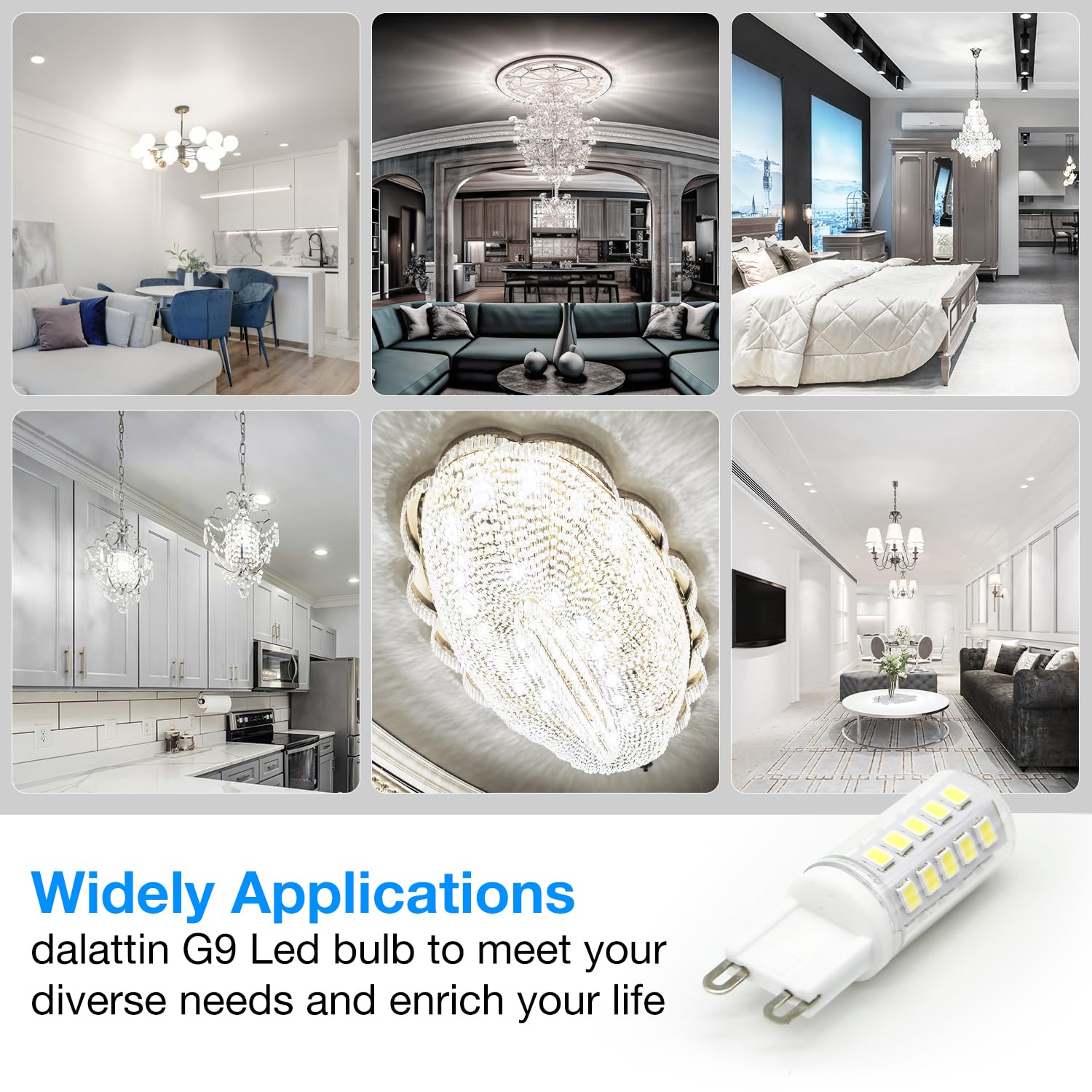 Dalattin G9 Led Bulb 12 Pack 4W Equivalent 40 Watt, 6000K Daylight White, Replacement T4 G9 Halogen Lights Bulb,450Lm, Non-Dimma