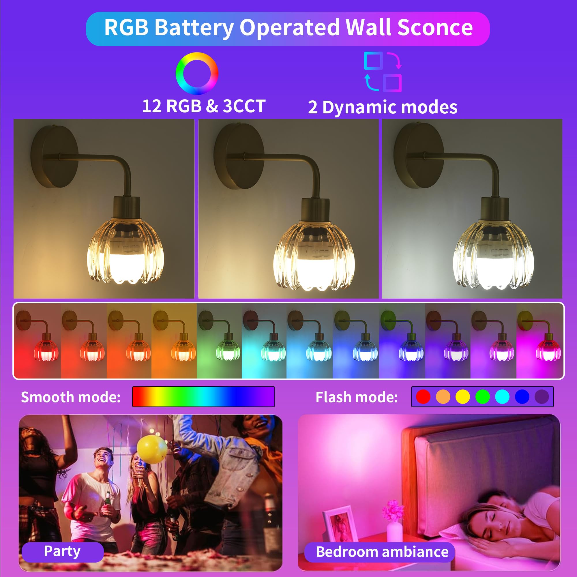 Vintage Battery Operated Wall Sconces Set Of Two 2,Wireless Rechargeable Wall Sconce With Remote,Gold Decor Wall Lamp With Glass