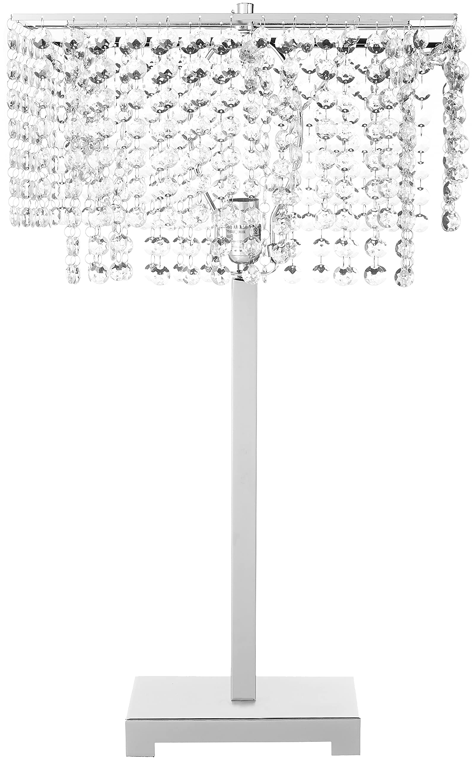 ORE International 732 Table Lamp, Crystal, Metal, 28in x 9.5in x 15.5in