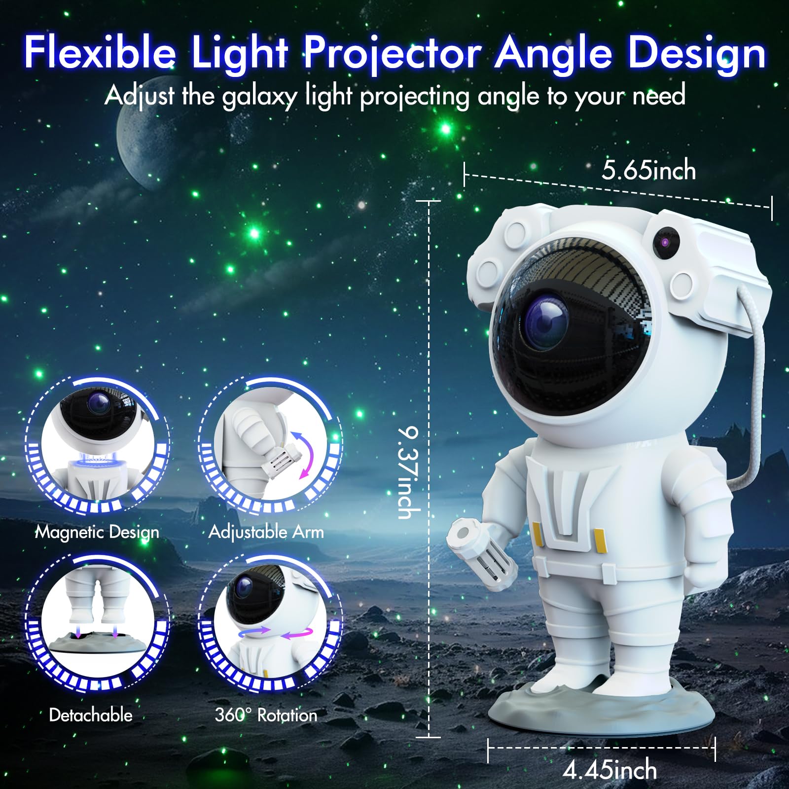 Astronaut Galaxy Projector, Star Projector Led Night Light - Starry Nebula Moon Lamp With Timer And Remote, Bedroom Decor Aesthe