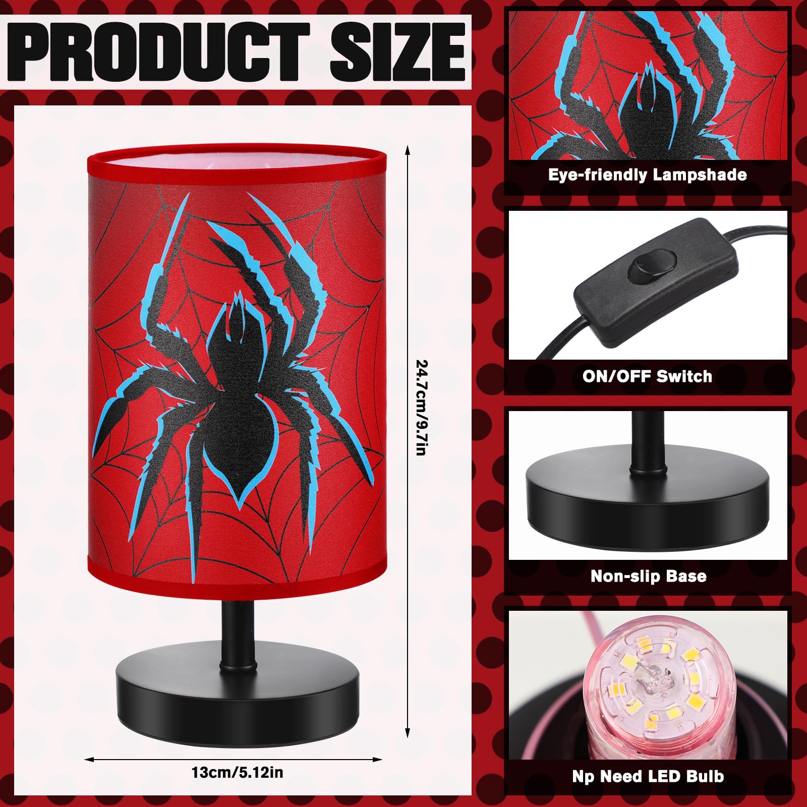 Glooglitter Spider Table Lamp, Dimmable Lights, 9.72x5.12 Inch, Linen, Classic Color, Model JEI-Glooglitter-1422