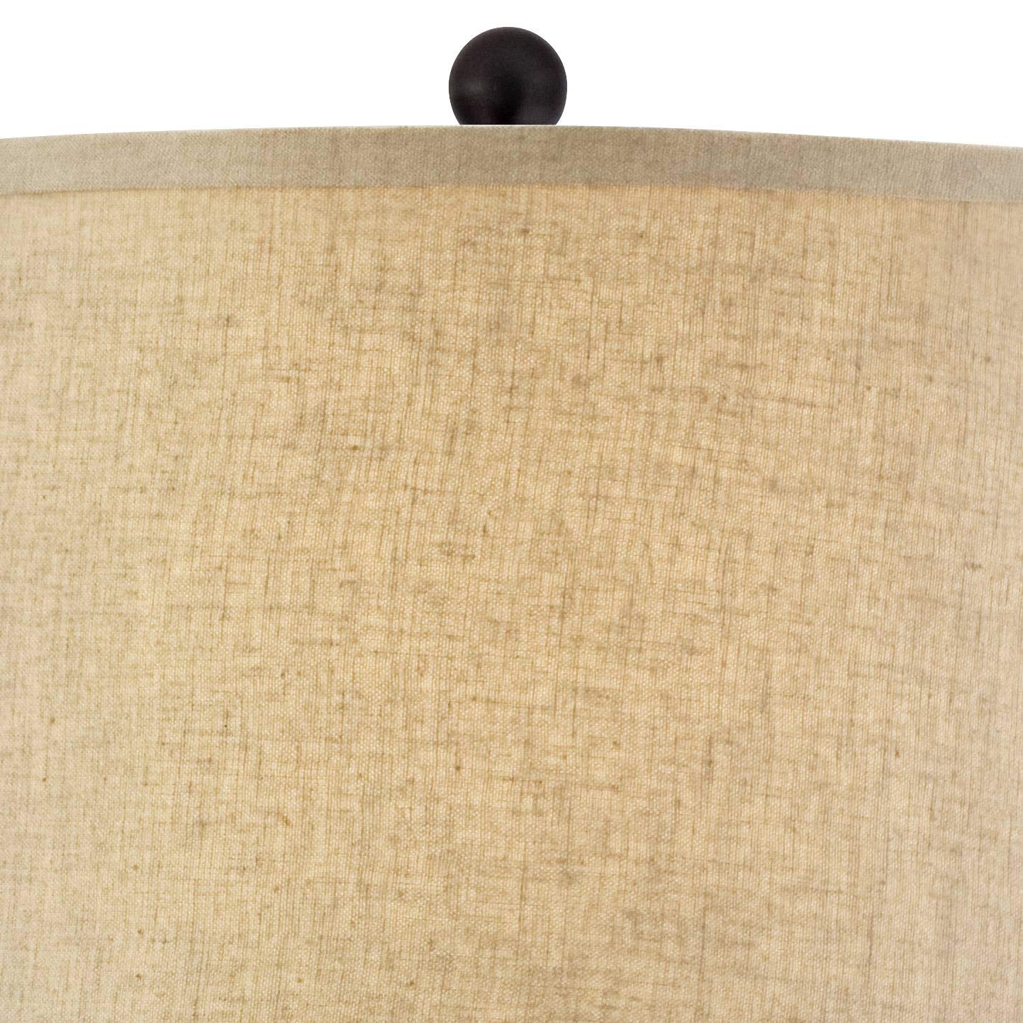 Regency Hill Tropical Natural Cottage Jar Table Lamps 29'' Tall Set Of 2 Weathered Brown Woven Wicker Beige Linen Fabric Drum Sh