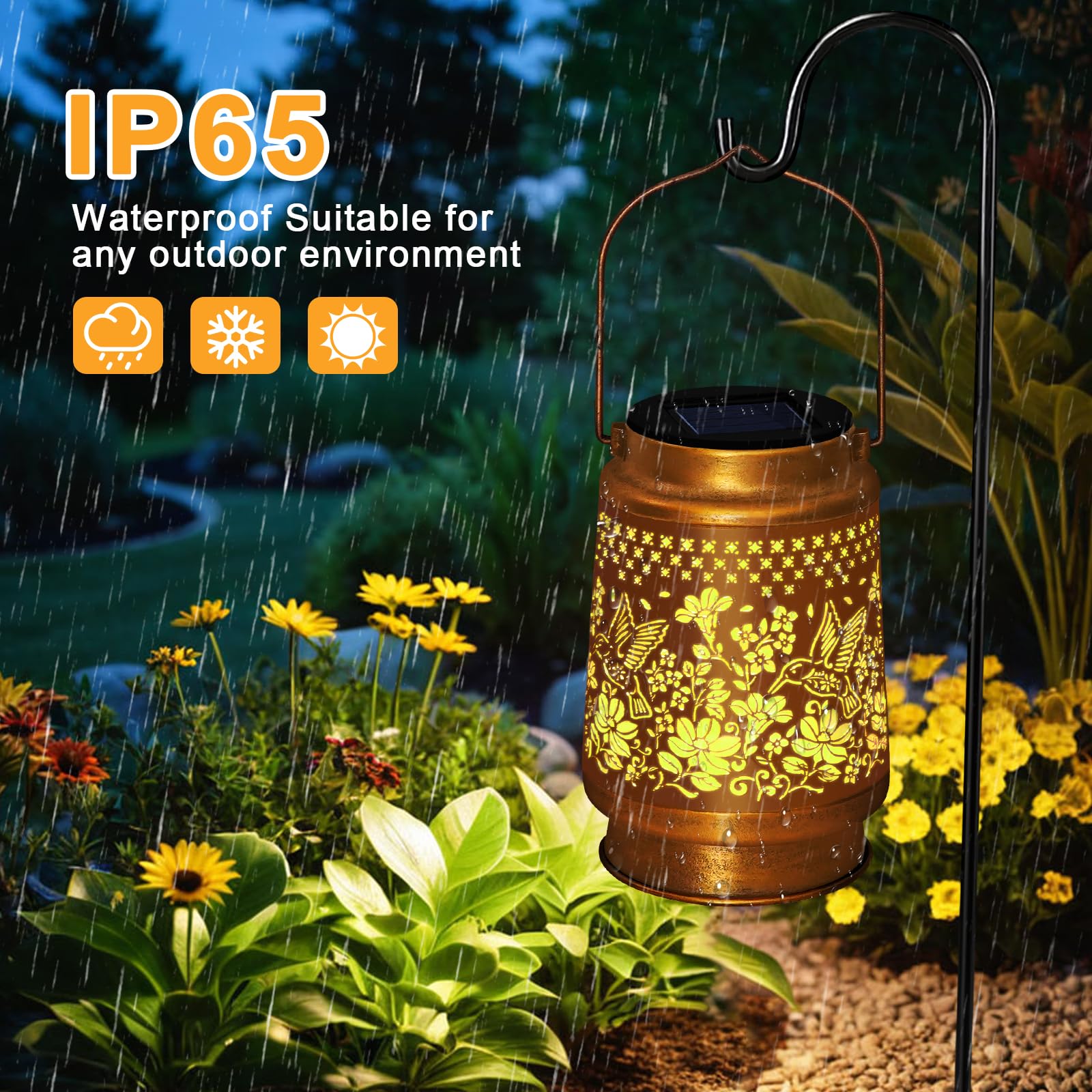 Hummingbird Solar Lanterns Outdoor Waterproof, Hanging Solar Lights Garden Decor, Metal Garden Lights For Yard, Patio, Lawn, Lan