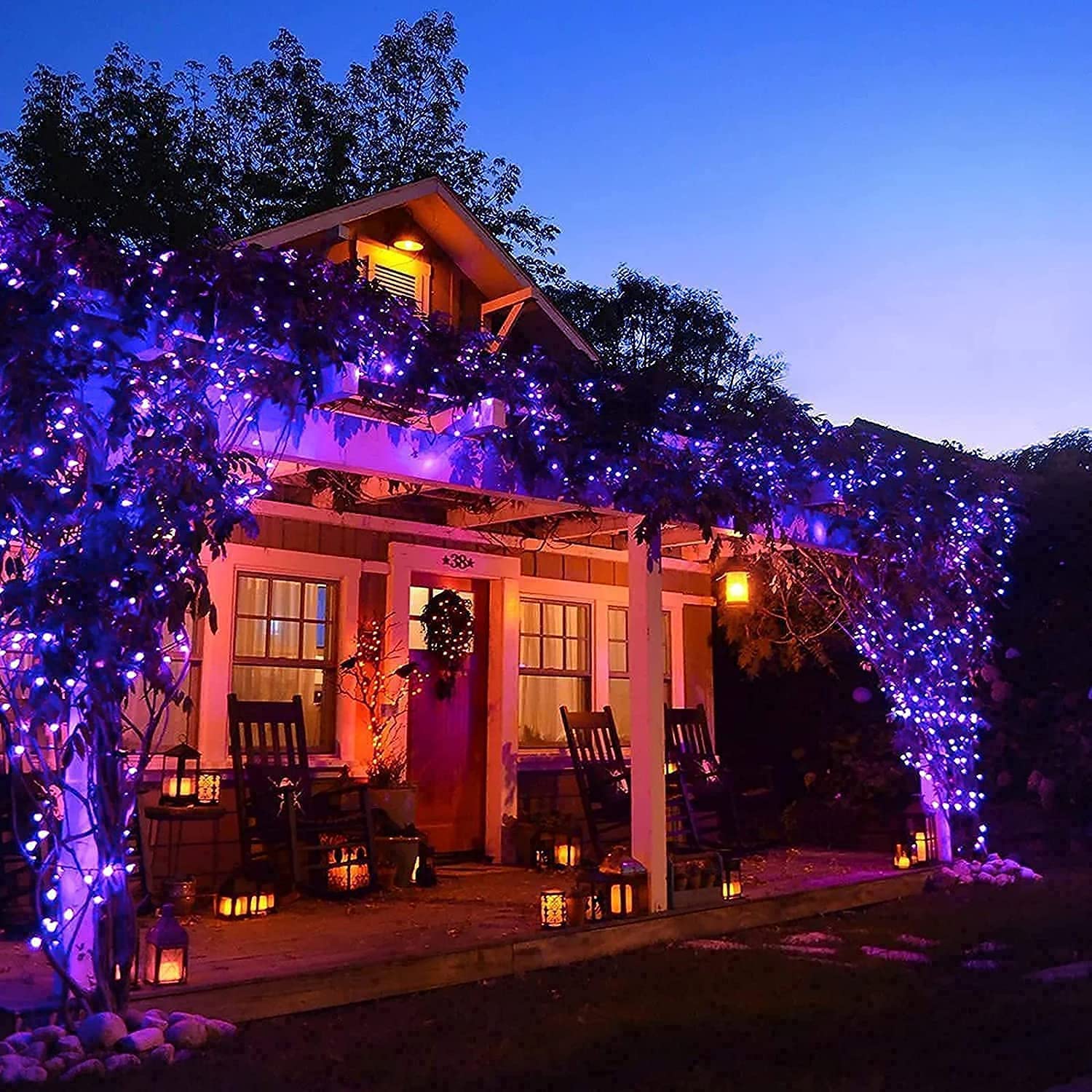 Jmexsuss 163 Ft 500 Led Purple Halloween Lights, 8 Modes Purple String Lights Indoor Outdoor Waterproof, Purple Christmas Lights