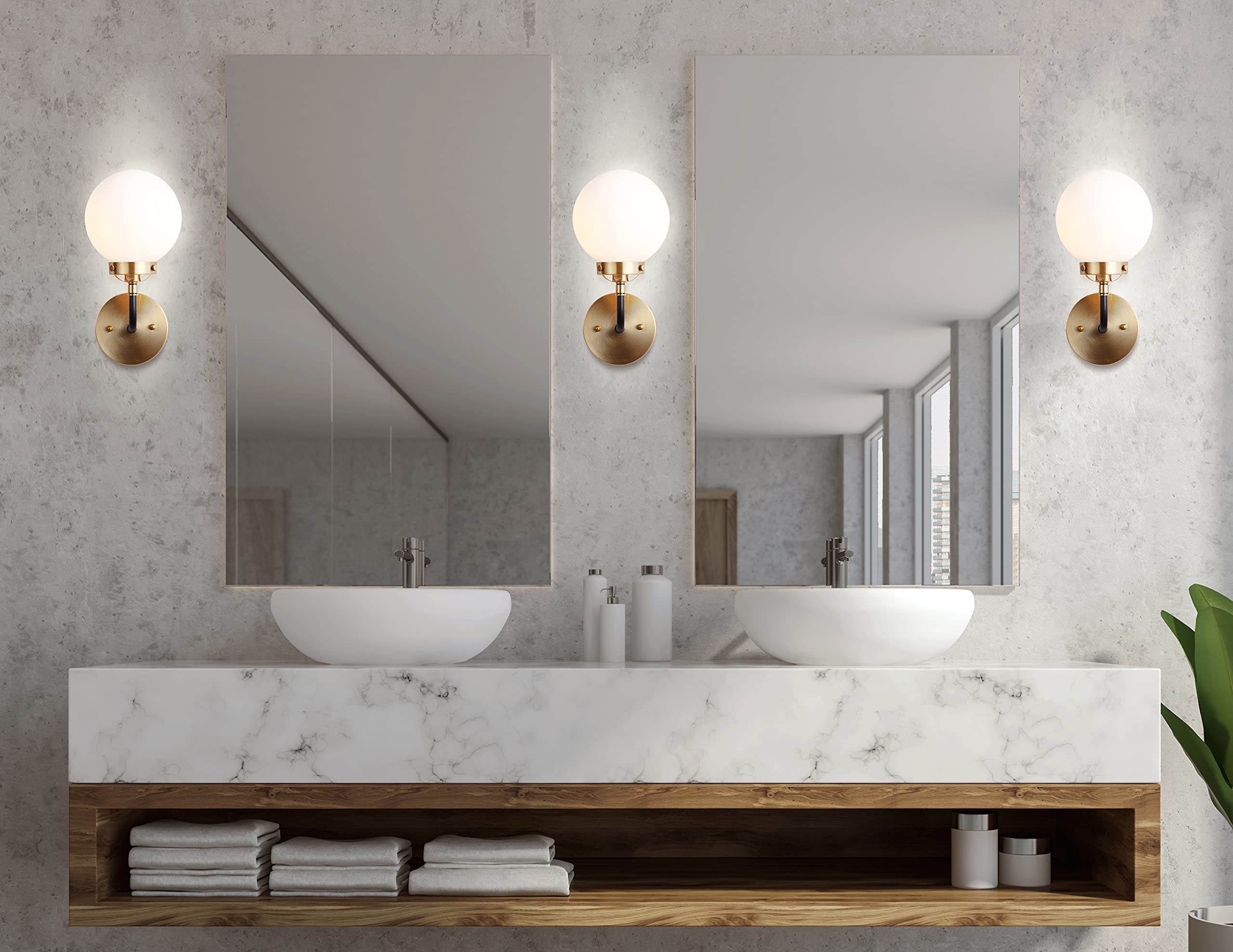 JONATHAN Y 1-Light Brass Vanity Light, Model JYL9056B, Contemporary Design, Brass Gold/Black Finish