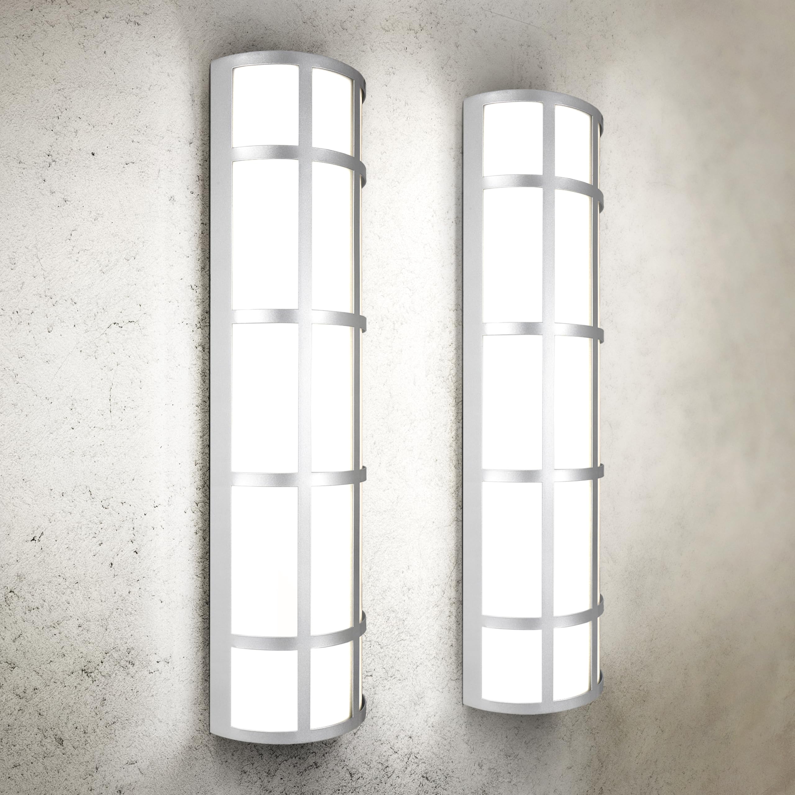 ASD 24 Inch LED Outdoor Wall Mount Light Fixture - Brushed Nickel, Dimmable, 120-277V, Model A-WS21GR-MV24D25N, 2