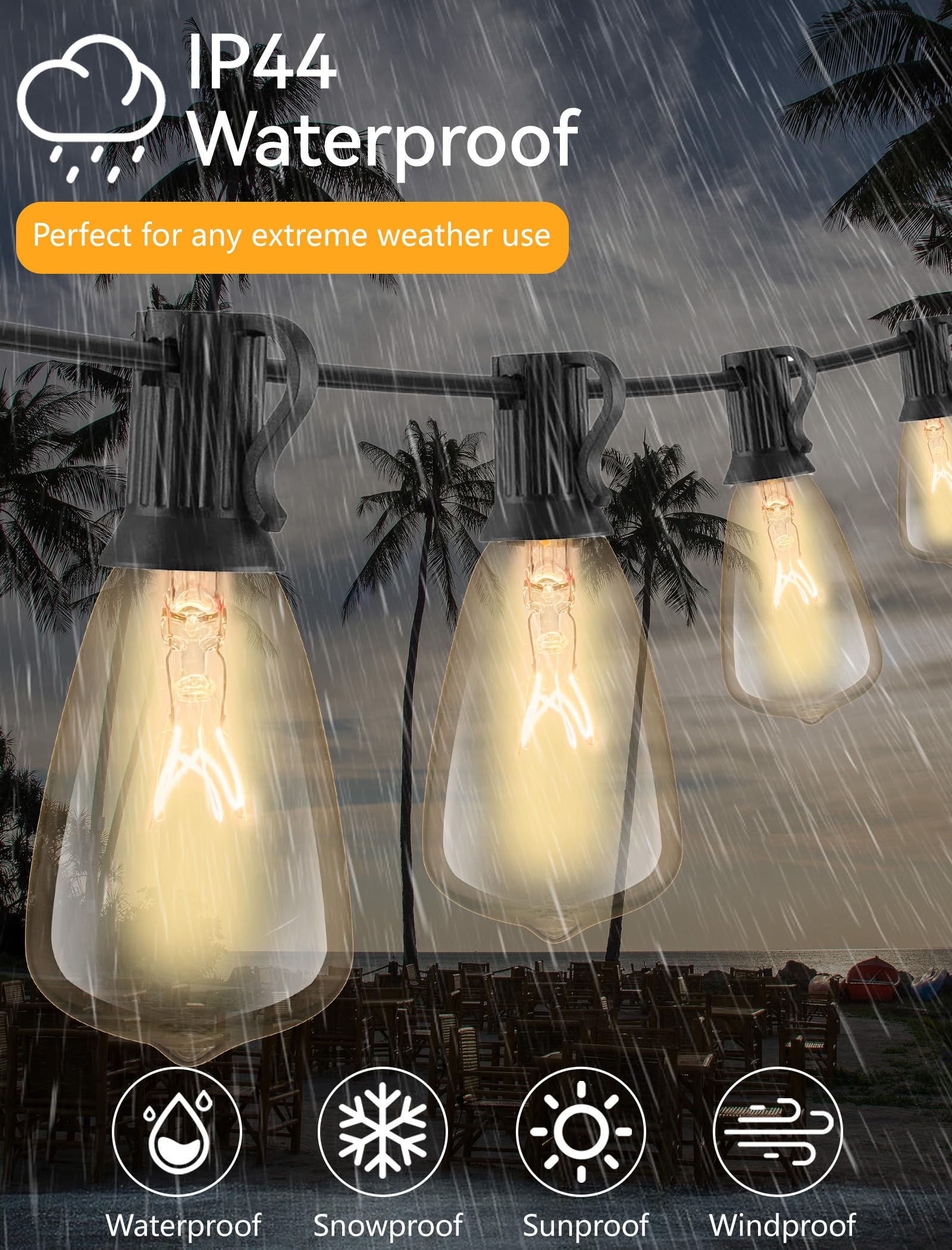 Romasaty 25-Pack St35 Light Bulbs Replacement Edison Clear Bulbs -5 Watts C7/E12 Screw Base For Indoor/Outdoor Patio String Ligh