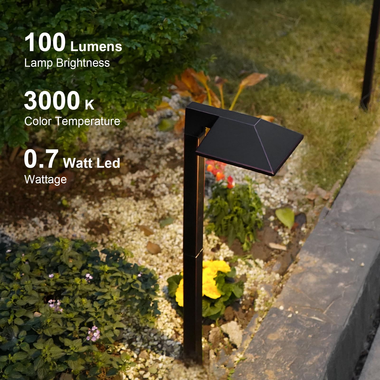 GOODSMANN Low Voltage Landscape Lights Kit, 8PK, 0.7W LED, 100 Lumen, Oil Rubbed Bronze Finish, Metal Stakes, Model 9901-2101