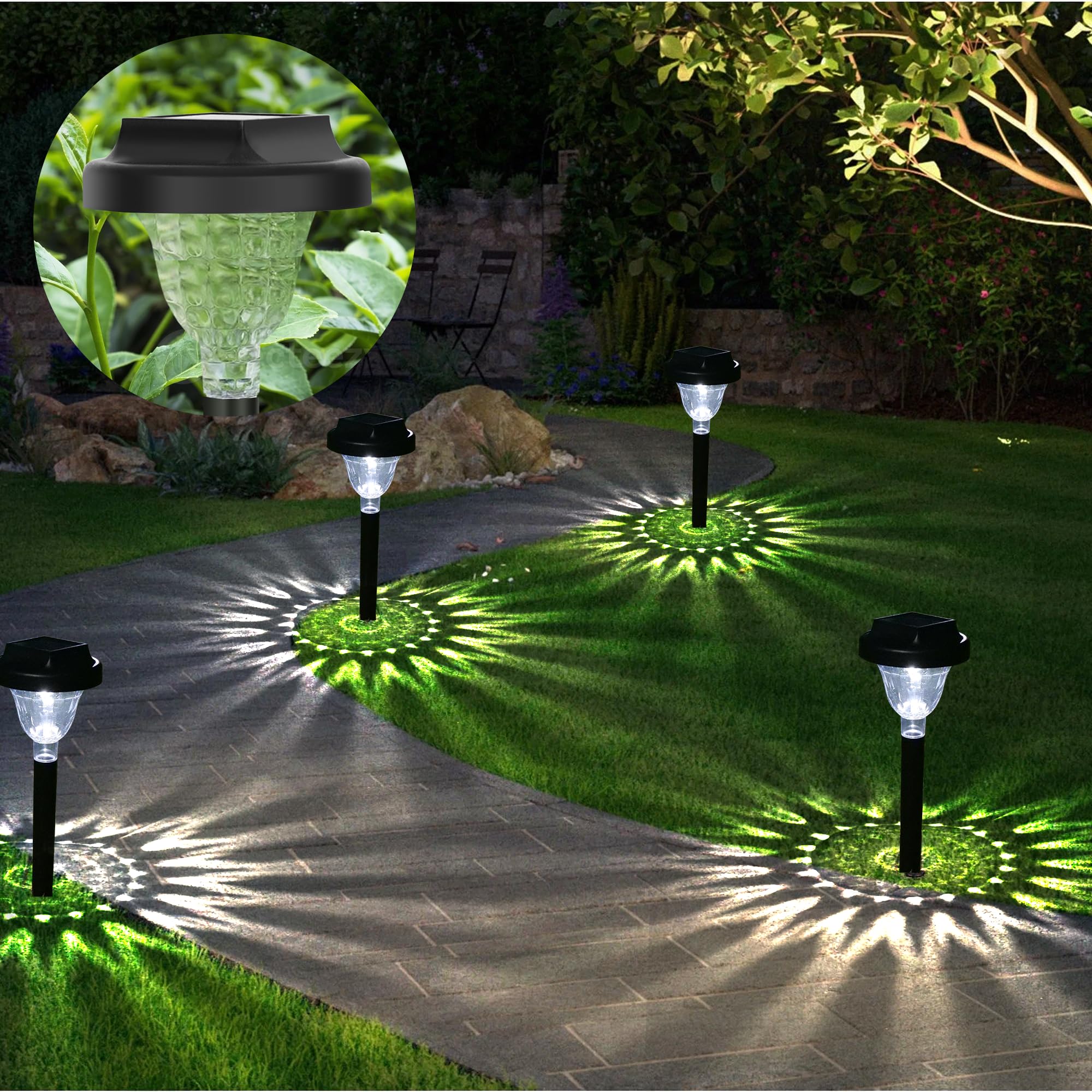 Siatom 10 Pack Bright Solar Outdoor Lights, Ip65 Waterproof, Auto On/Off, 6000K Led Pathway Lighting
