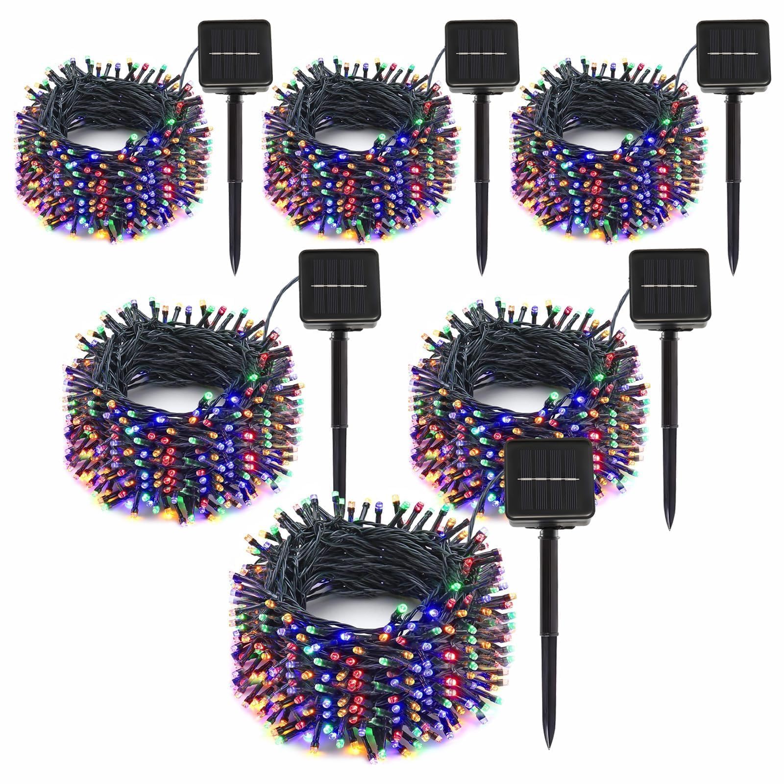 Syouhome Solar String Lights, 600 Led, 236Ft, 6-Pack, Multicolor, Waterproof, 8 Modes - Perfect For Garden, Patio, Wedding, Christmas Decor