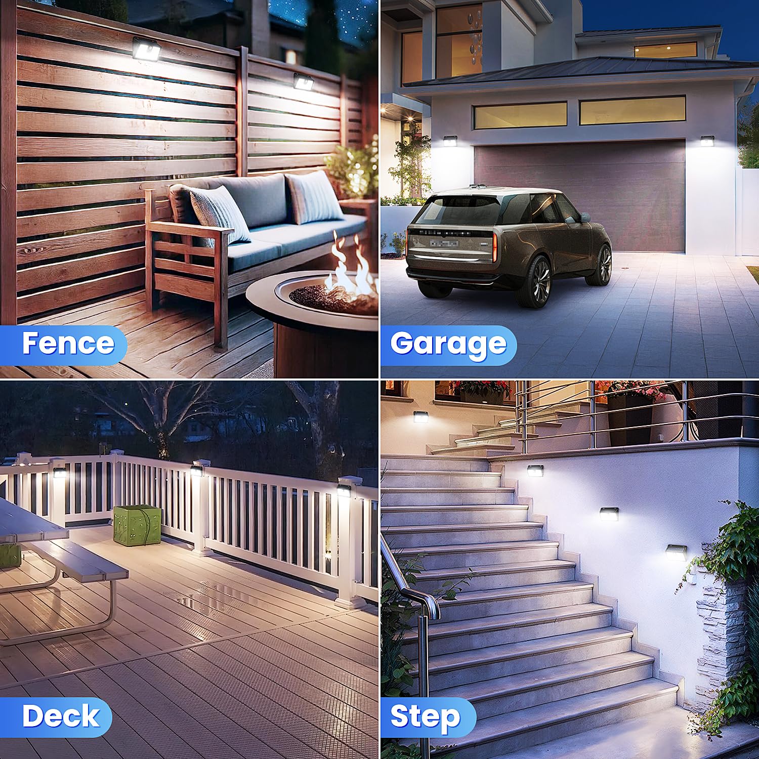 CLAONER Solar Motion Sensor Lights, Super Bright 6 Pack, Waterproof, Cool White, 3 Lighting Modes, Model SL356AB-CA