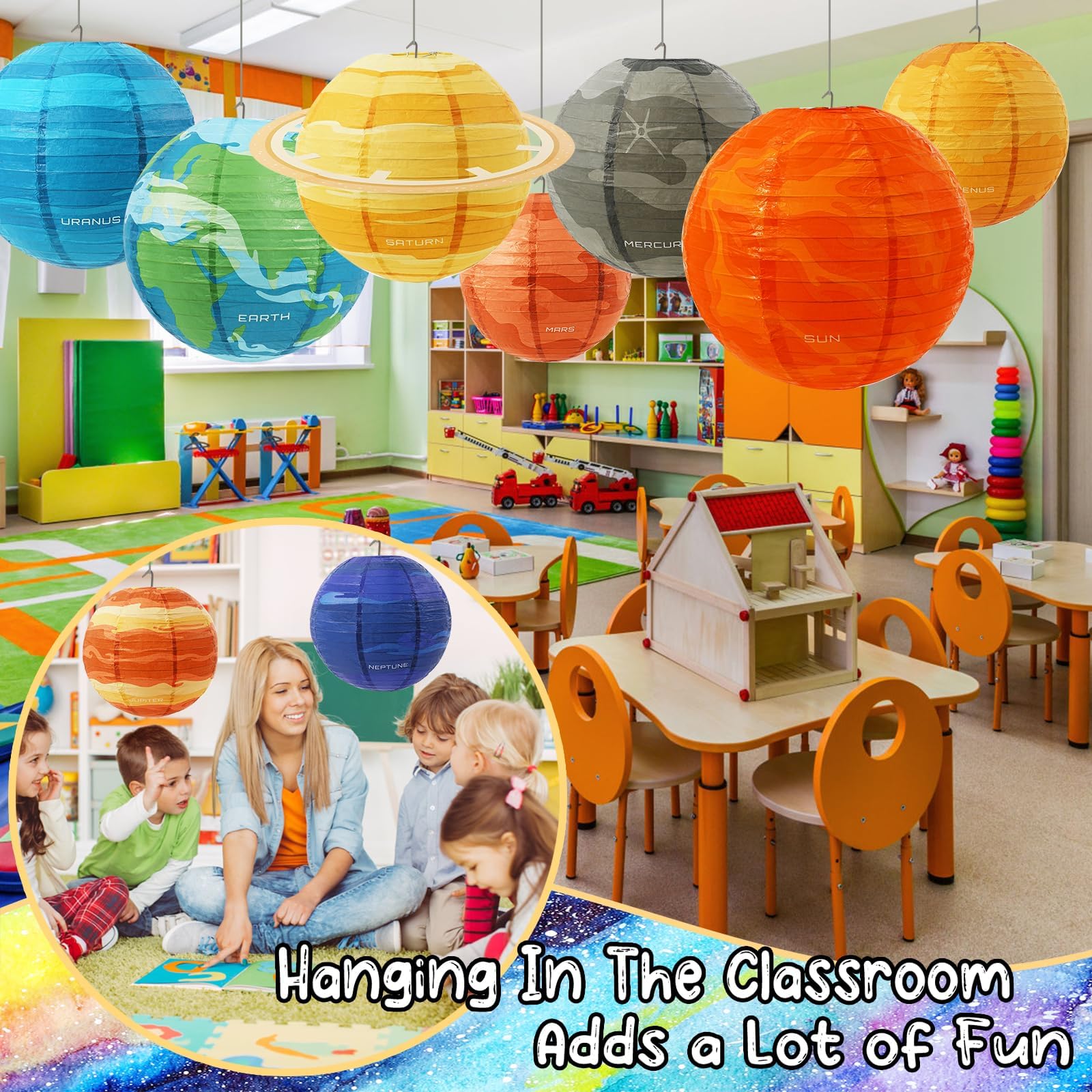 Space Planet Paper Lanterns 12 In Solar System Hanging Decor Out Of This World Outer Space Party Decorations For Kids Astronaut