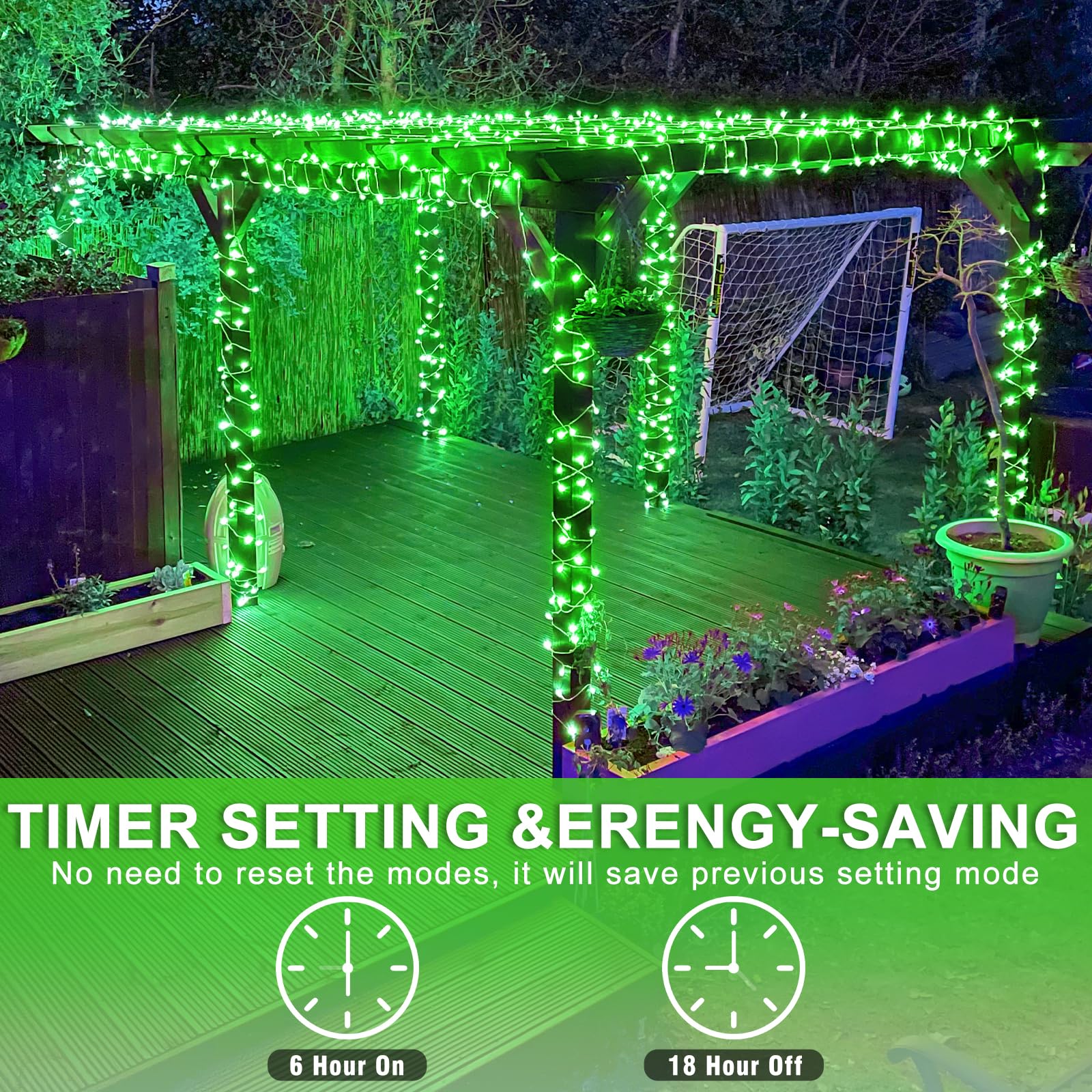 400 Led Green String Lights, 132Ft St Patrick'S Day Clear Wire 8 Modes Green Christmas Lights Outdoor, Plug In Waterproof Twinkl