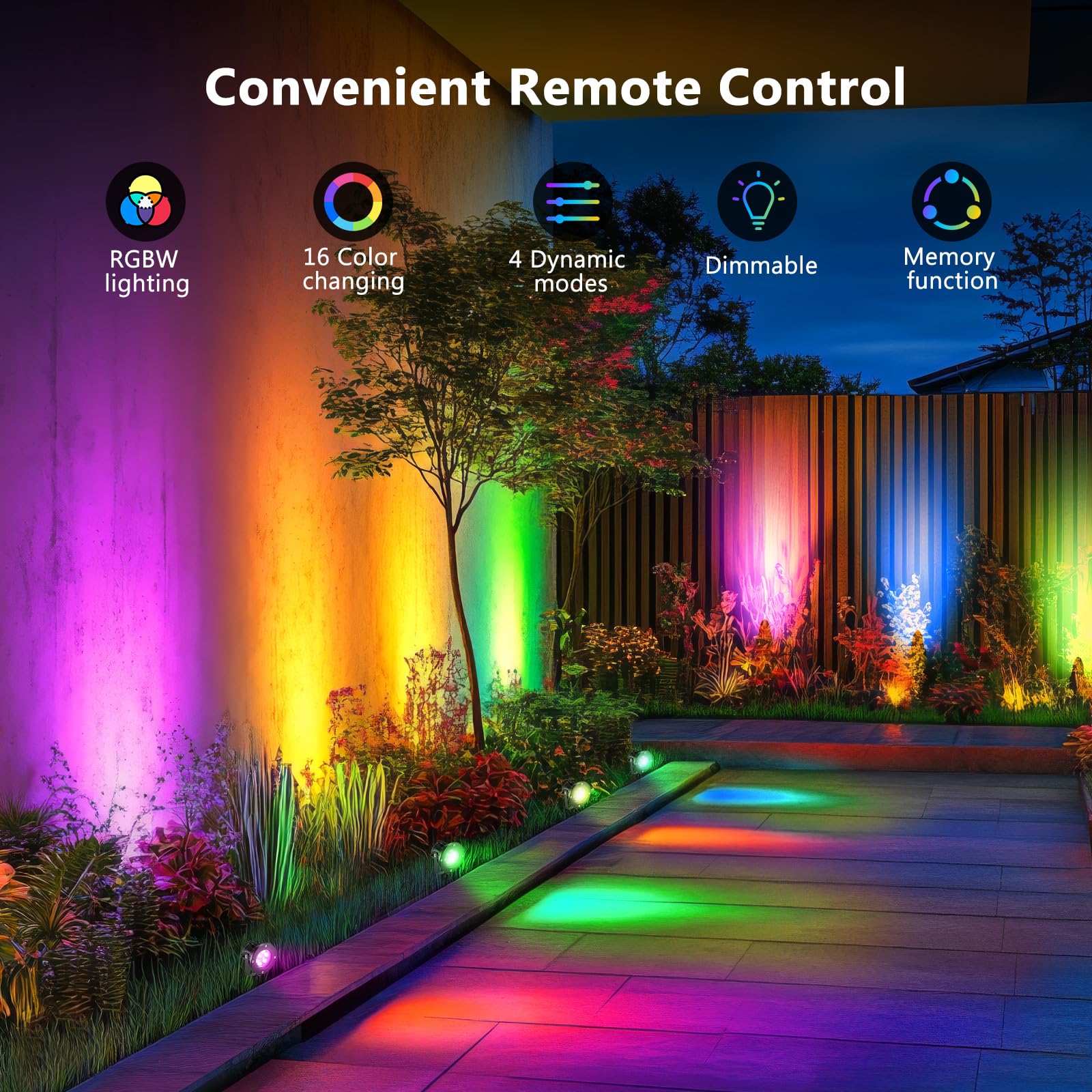 OurLeeme RGB Landscape Lights, Outdoor Spotlight with Stake,Lawn Flood Light 12W, Waterproof LED Flood Lights,Color Changing Spo