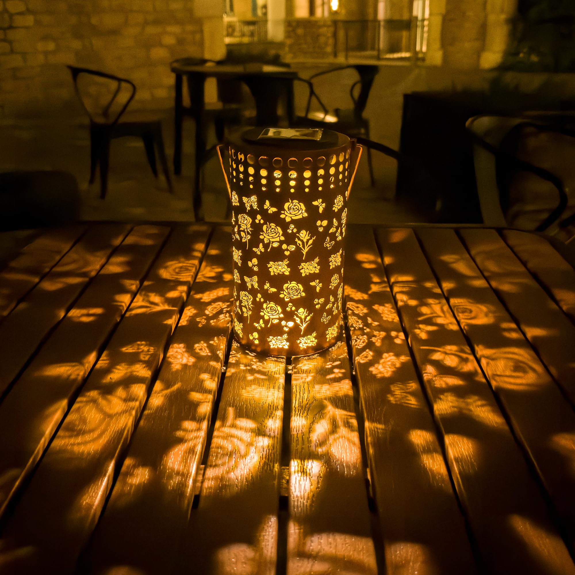 Anytalk Butterfly Rose Solar Lanterns Outdoor Waterproof, Birthday Gifts For Women Mom Grandma, Hanging Solar Lights For Yard, P