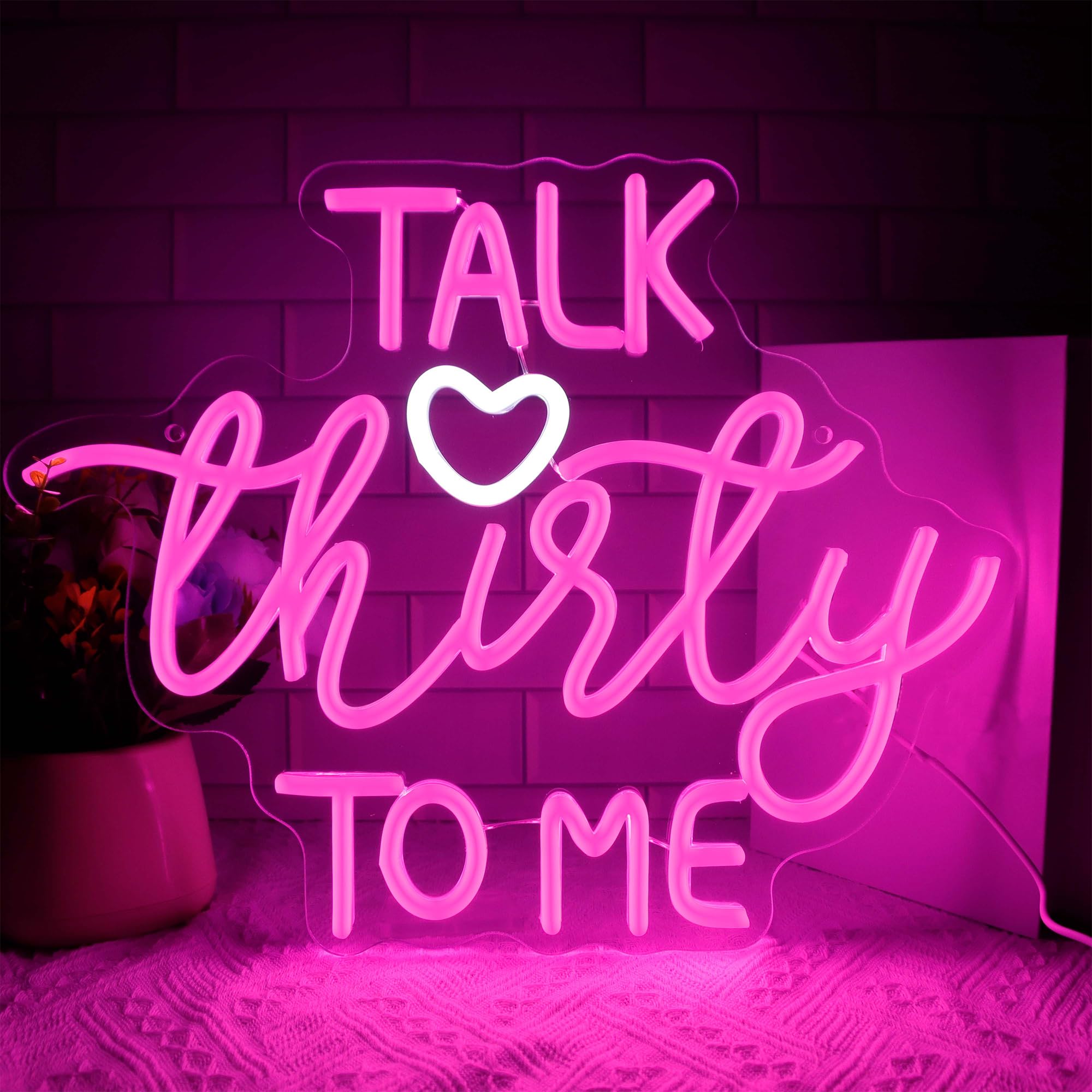 Dracey Neon Sign - Talk Thirty To Me, Dimmable LED Wall Decor, 12.2x15.7in, Pink, Acrylic, 30th Birthday Decorations