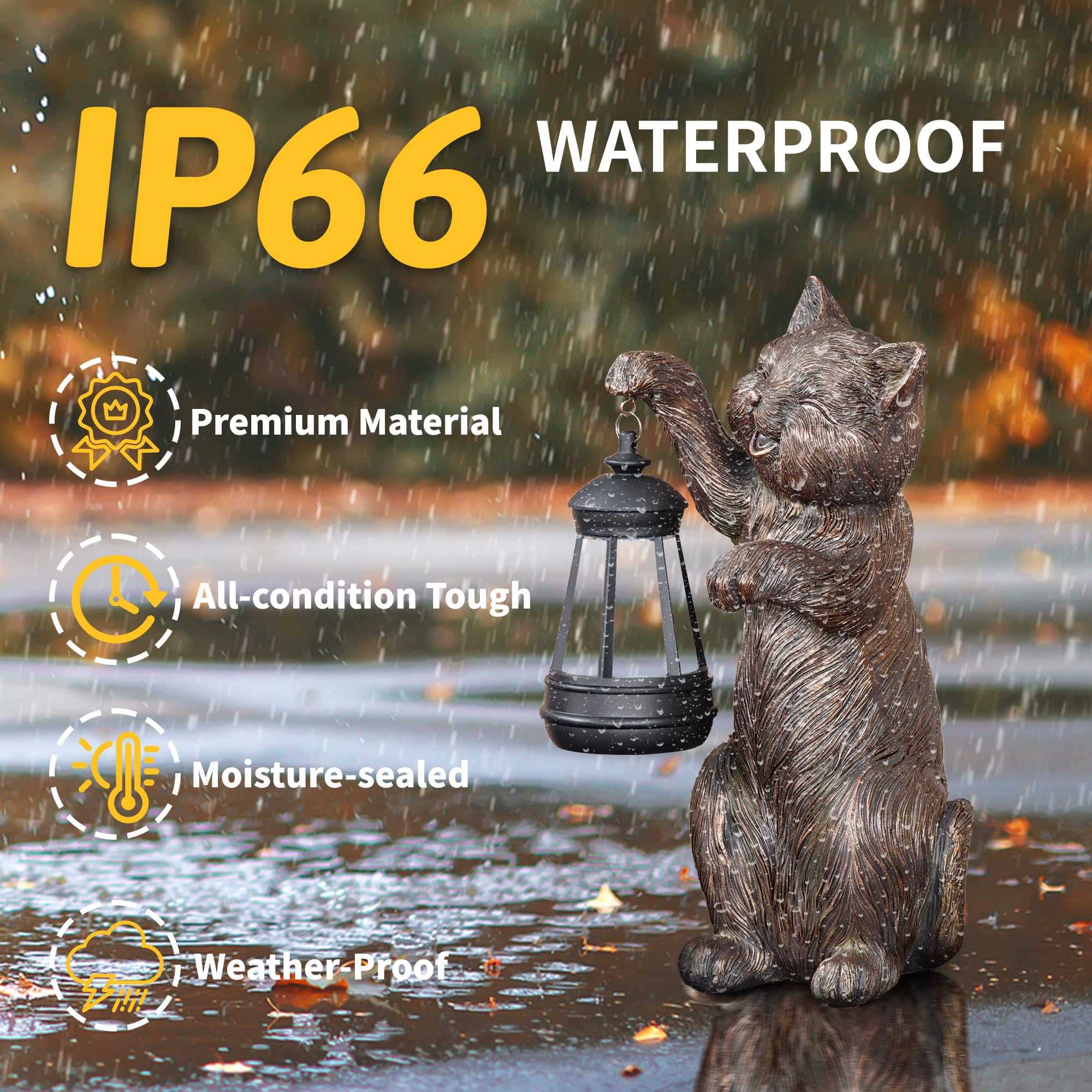 Chuangfeng Outdoor Cat Garden Statue: Solar Garden Decor With Led Lantern Patio Yard Lawn Decorations Cat Lover Gifts For Women