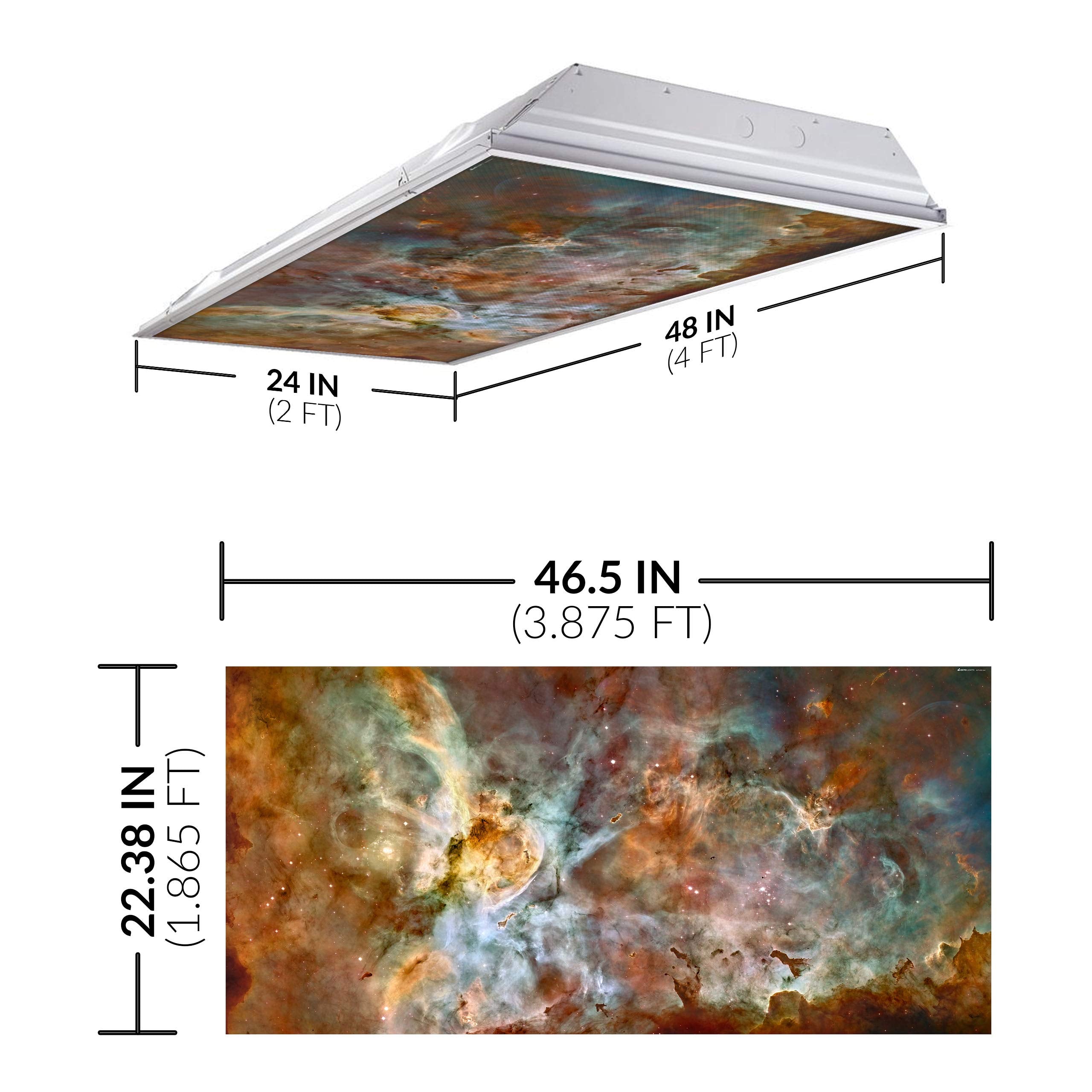 OCTO LIGHTS Fluorescent Light Cover Backlit Film Insert 2x4in Carina Nebula Model 010, Pack of 1