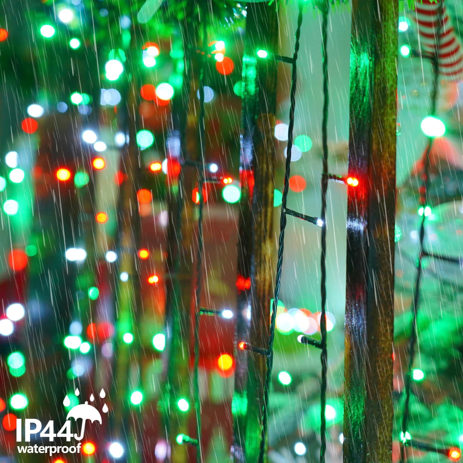 Yeguo 165Ft 500 Led Christmas Lights Outdoor Waterproof  8 Modes Red White And Green String Lights Plug In  Green Wire Twinkle Tree Lights Indoor With Timer Memory