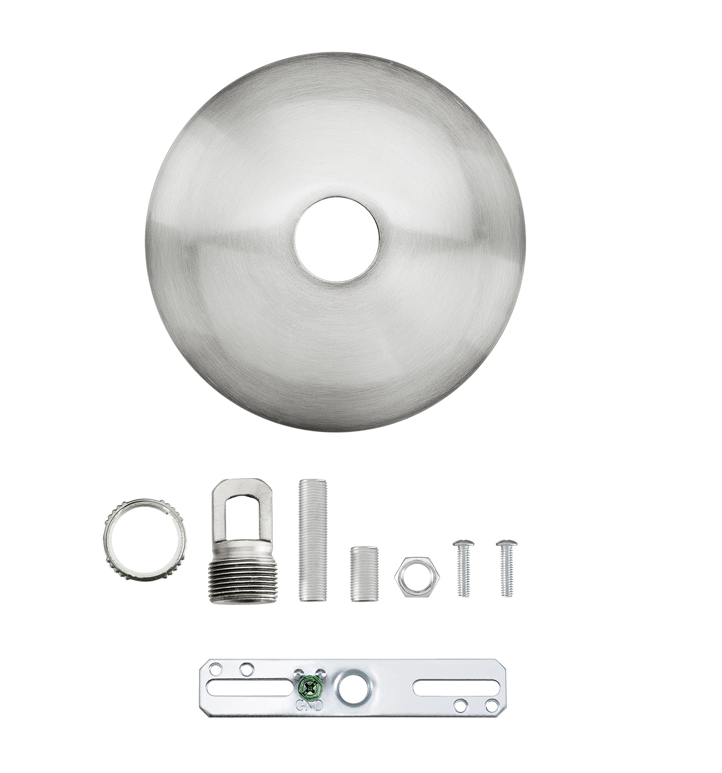 Aspen Creative 21511-21, Contemporary Chandelier & Light Fixture Canopy Kit W/Collar Loop, Brushed Nickel, 5'' Diameter, 1'' Cen