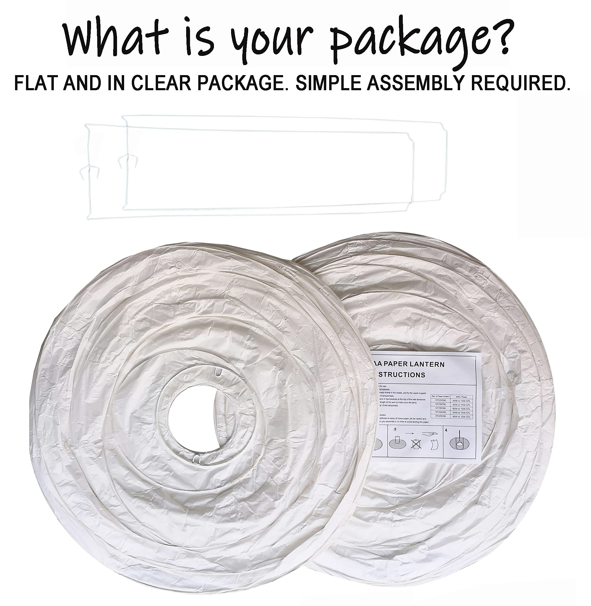 Topaaa 18 Inch White Round Paper Lantern Lamps, Paper Lamp Shade, Chinese Lantern, Hanging Rice Paper Lampshade For Weddings, Bi