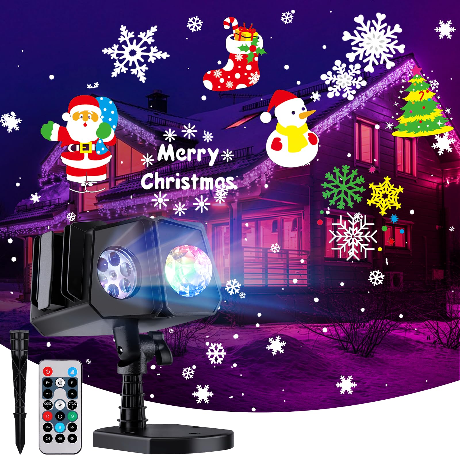 SmartDawn Christmas Projector Lights Outdoor 26 HD Effects (3D Ocean Wave + Patterns) Waterproof with Timer Holiday Projector Li