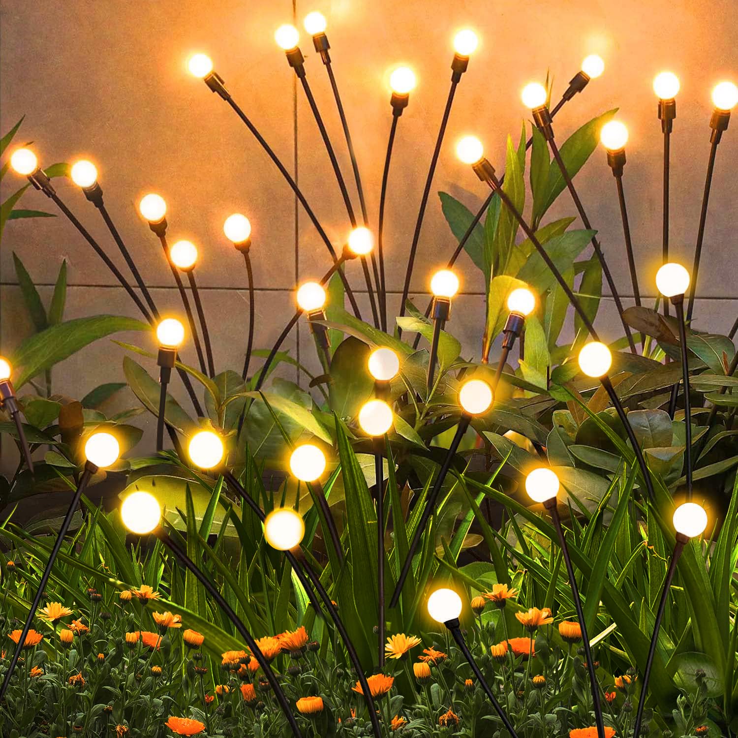Zfnn Solar Garden Lights Outdoor, 8 Pack Solar Firefly Lights, Starburst Swaying Lights, Waterproof Garden Decor For Yard Patio
