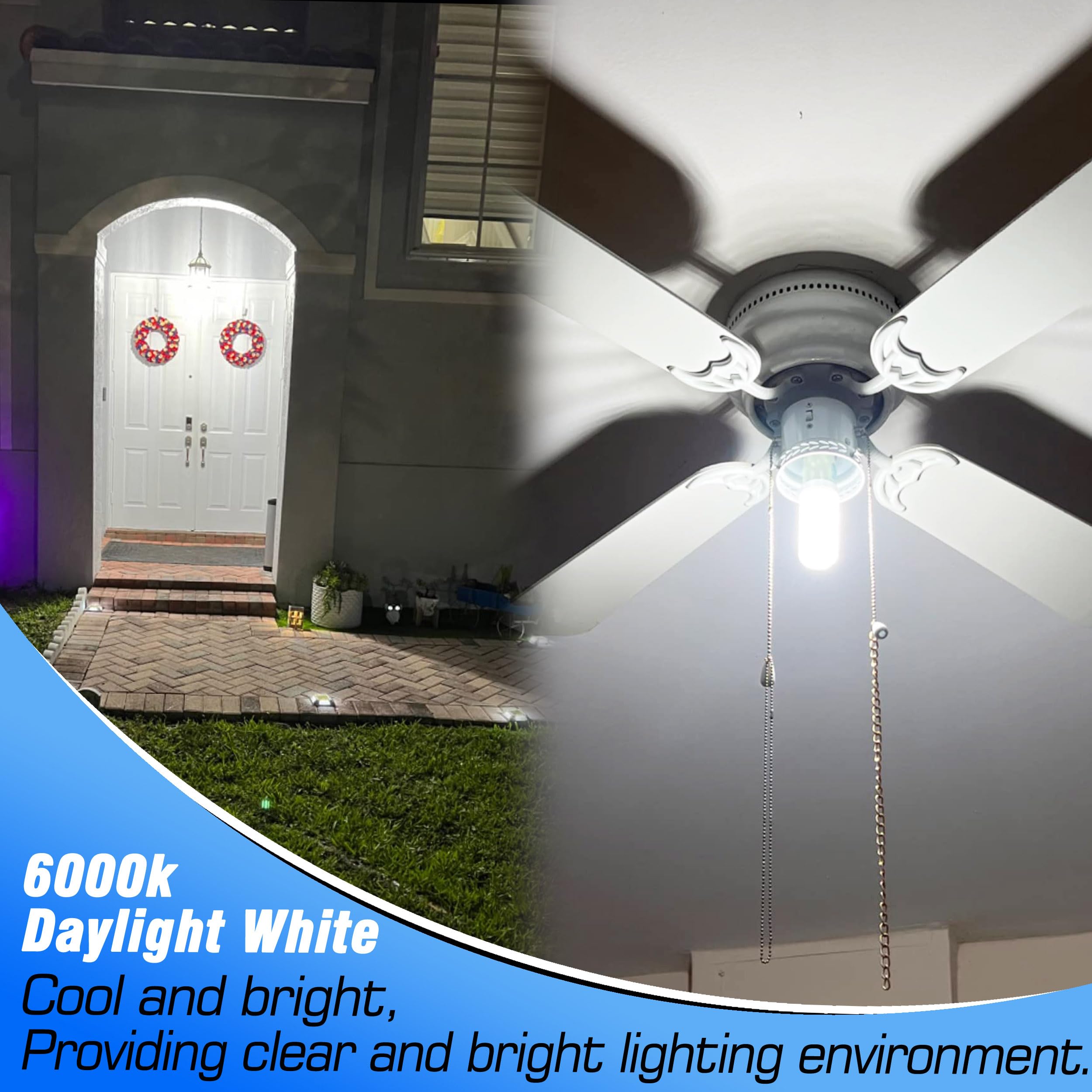 1.77*5.90Inch Big E26 Led Bulbs 20W Led Corn Light Bulbs 200 Watt Equivalent 3000 Lumen 6000K Daylight White For Outdoor Home At