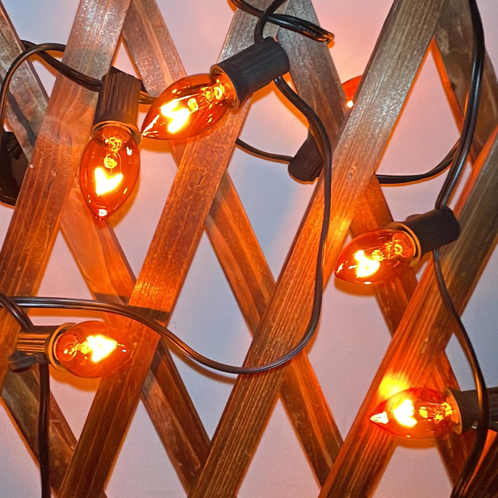 25 Pack C7 Replacement Bulbs, C7 Clear Orange Light Bulbs, C7/E12 Candelabra Base, Orange Halloween Light For Outdoor String Lights Christmas Halloween Patio Party