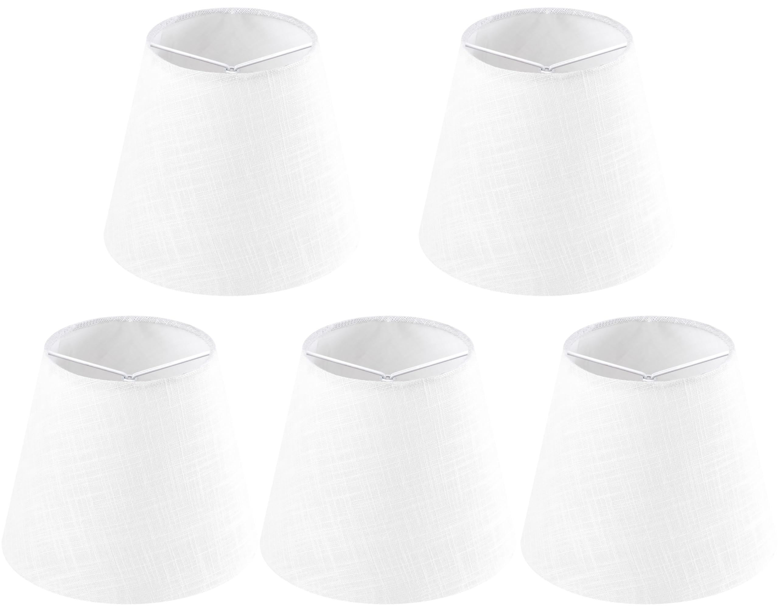 GO&SO Linen Small Lamp Shades for Chandelier, Clip on Lamp Shade Set of 5 White Lamp Shade, 4x6x5 IN Mini Lamp Shades, Modern Ba