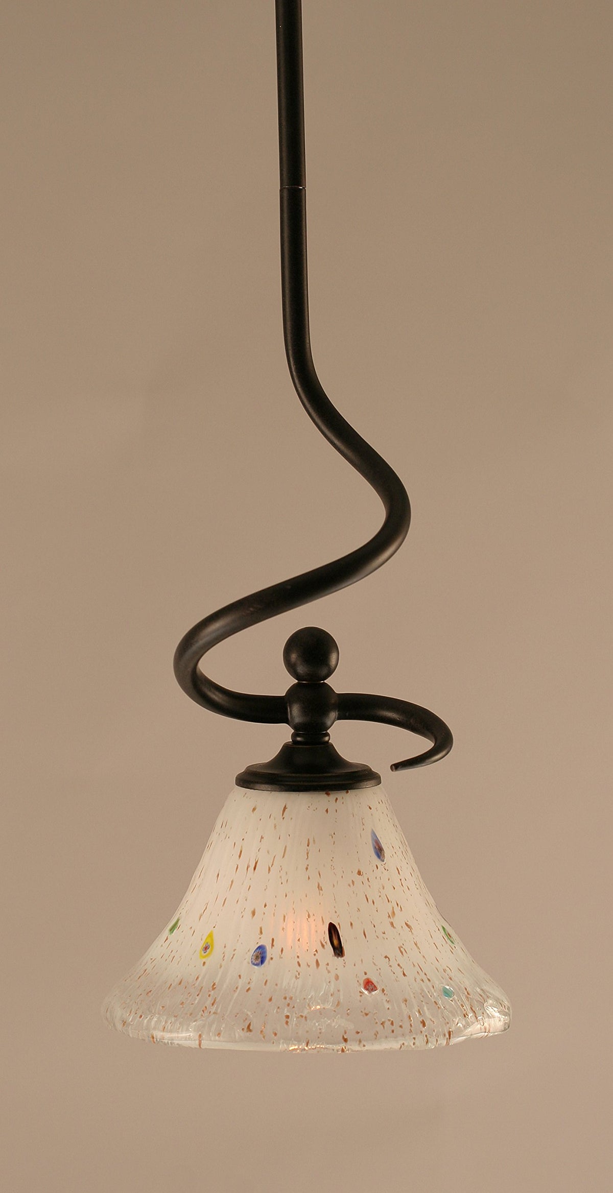 Toltec Lighting 901-DG-751 Capri Stem Mini Pendant with Hang Straight Swivel with 7 Inch Frosted Crystal Glass, Dark Granite Finish