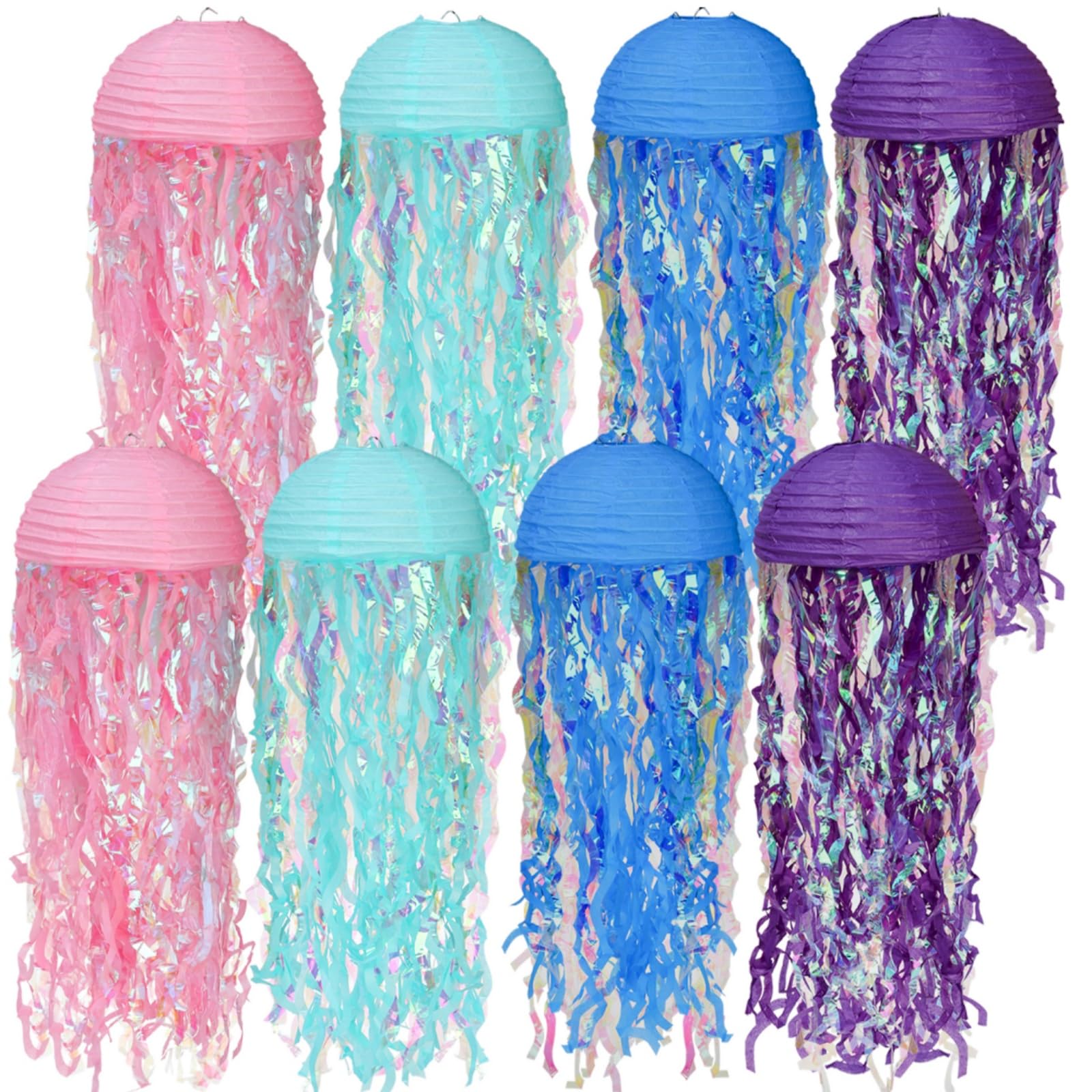 ZAVOOS 8 Pieces Jellyfish Paper Lantern, Gradient Colorful Mermaid Hanging Jellyfish Decor, Under The Sea Party Decoration for B