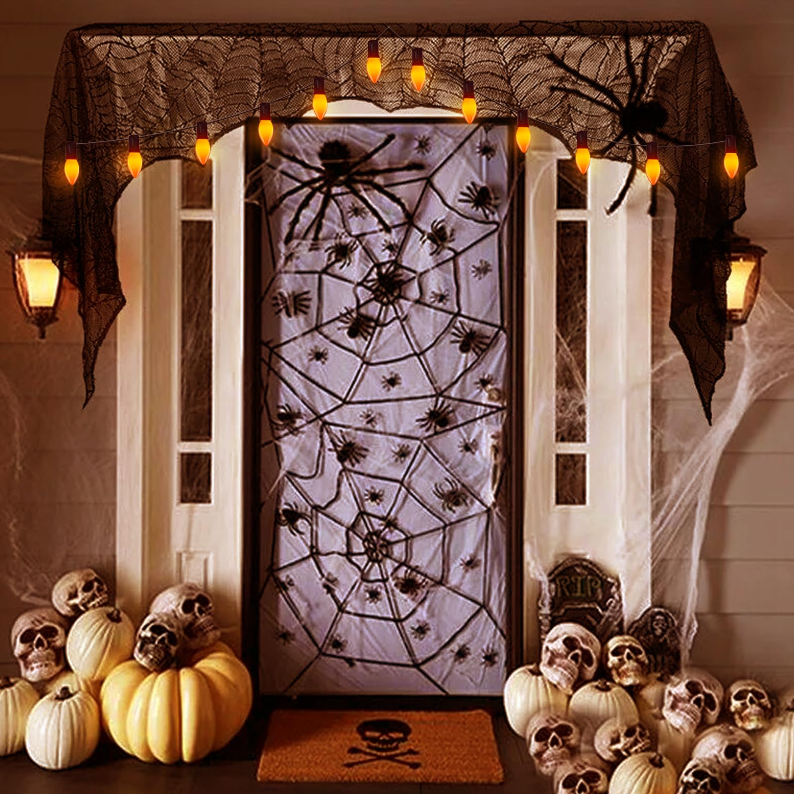 25 Pack C9 Orange Halloween Replacement Light Bulb, C9 Orange Christmas Lights Bulbs For Halloween Outdoor Patio String Lights, E17 Intermediate Base Night Light Bulbs, 7 Watt, 120 Volt- Orange