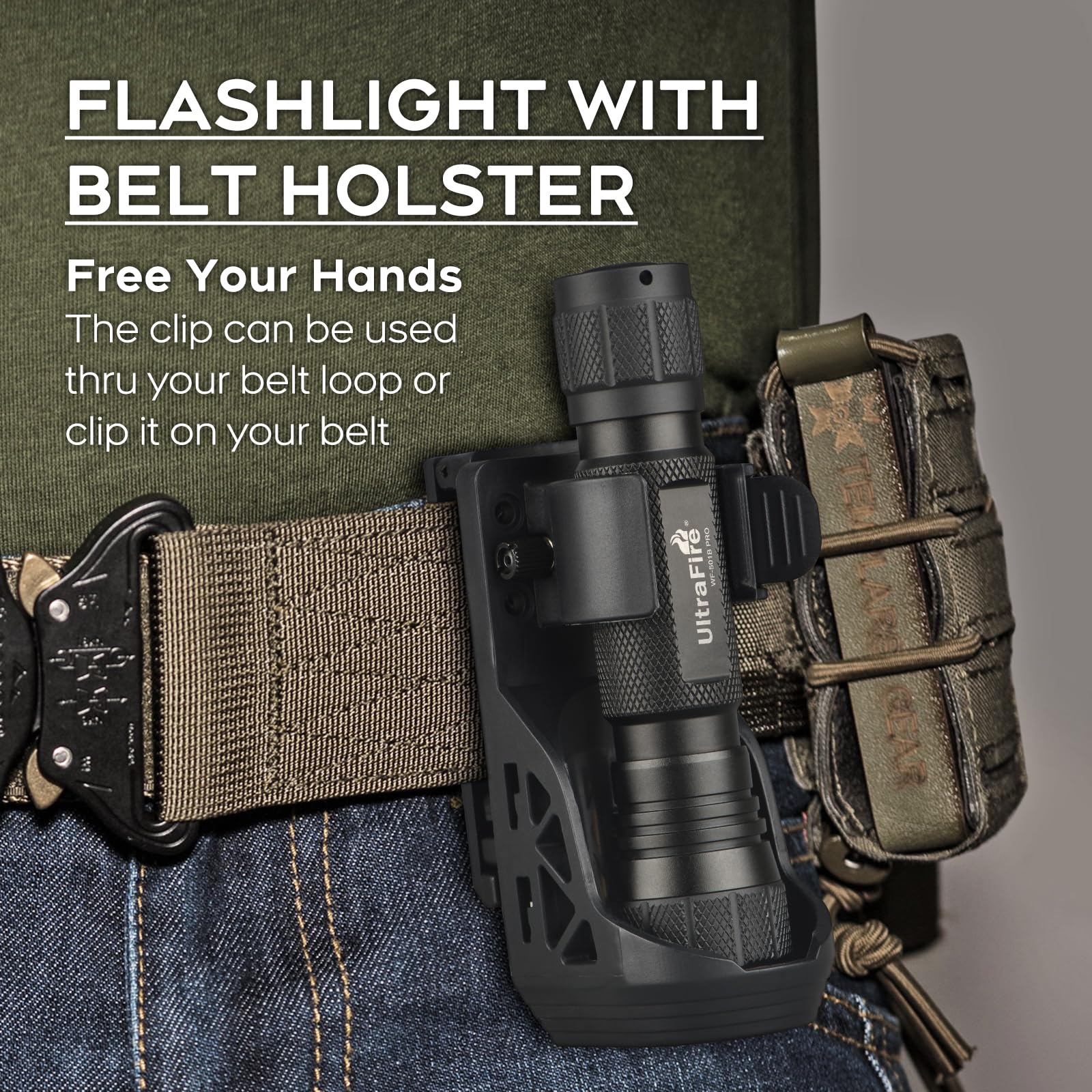 Ultrafire Tactical Flashlight With Holster, 1200 High Lumens Law Enforcement Led Flashlights With Belt Holder, Police Flashlight