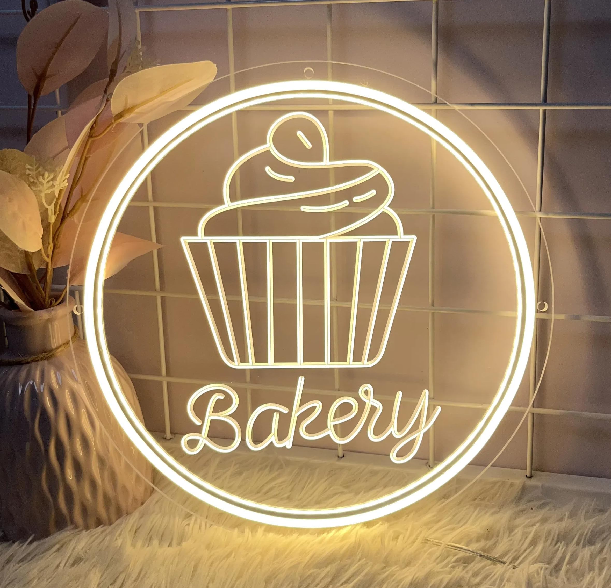 Bakery Neon Sign for Wall Decor Dimmable LED Neon Light Cake Bread Light Up Signs for Business Dessert Food Shop Restaurant Coff