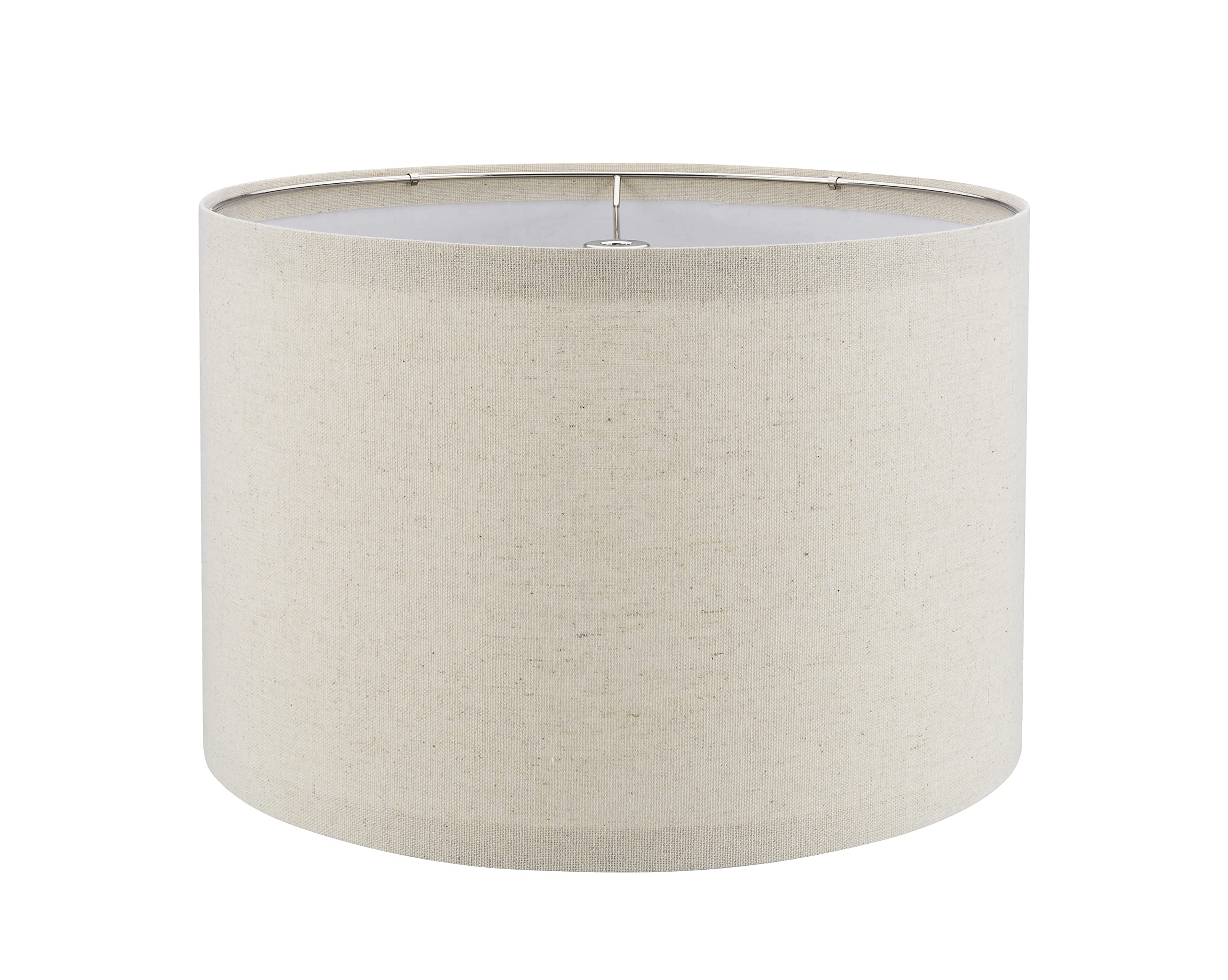 Aspen Creative Drum Spider Shade, Oatmeal Linen, 12in Top x 12in Bottom x 8in Height, Model 38301