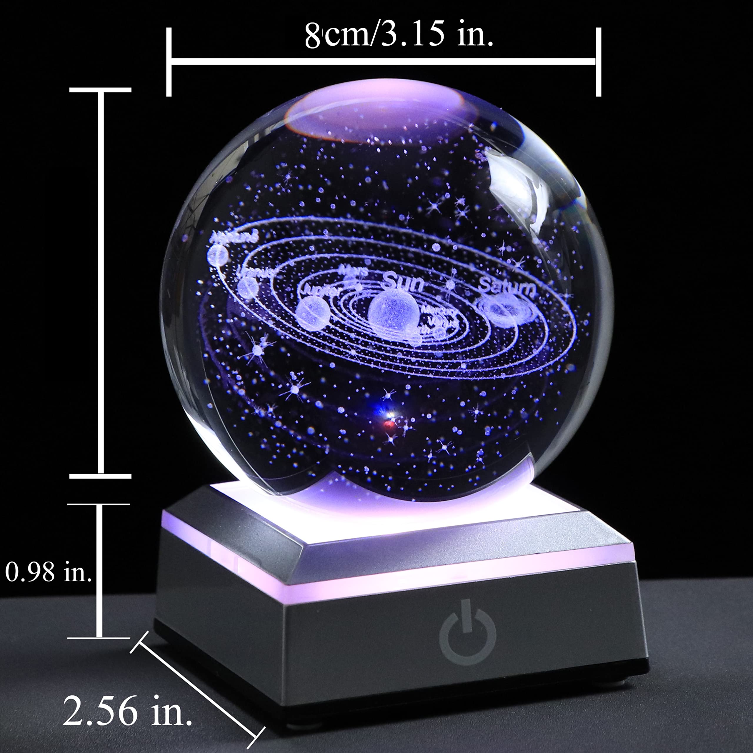 Qianwei 3D Solar System Crystal Ball – LED Light Base
