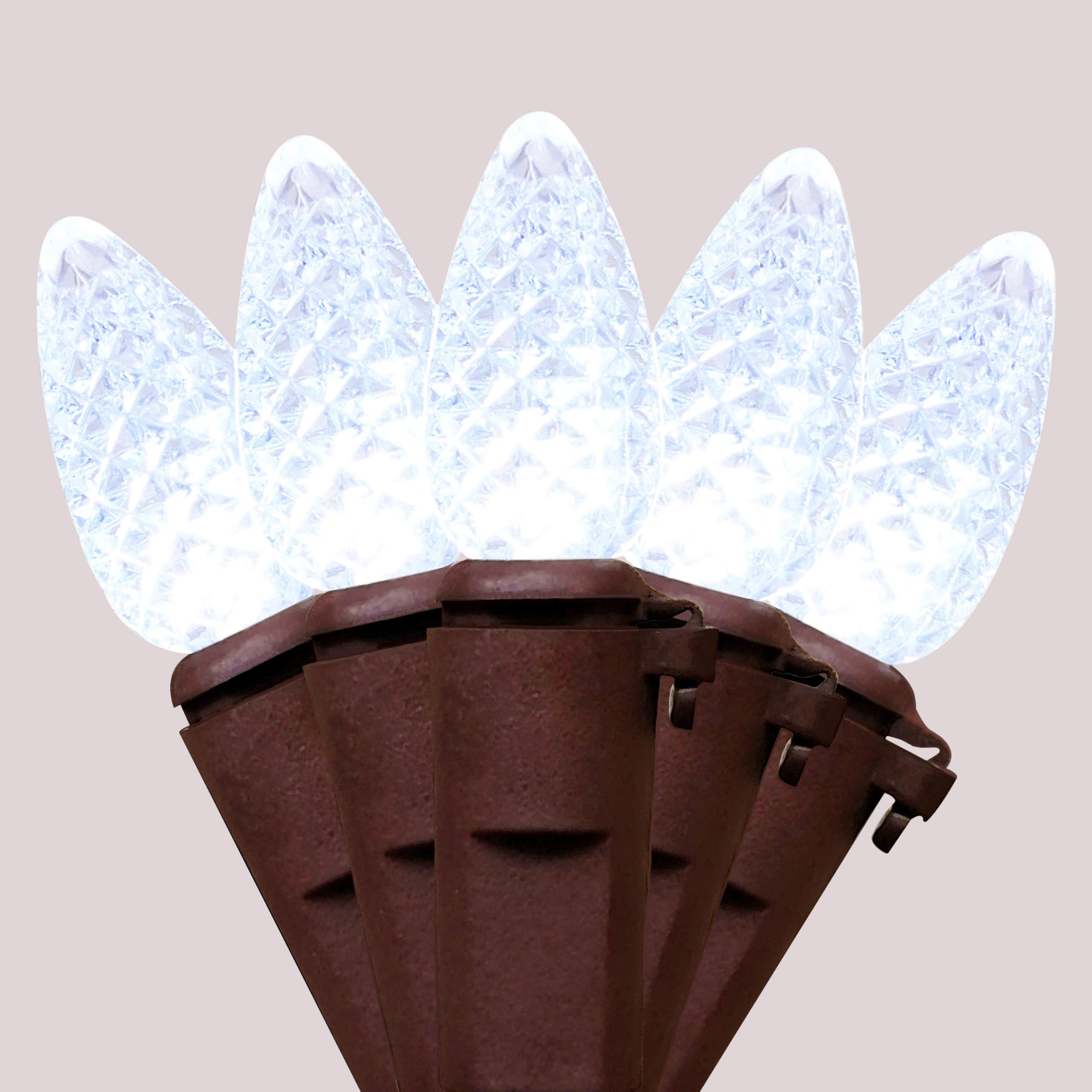 MXTCLM Brown Wire C3 Christmas String Lights 50 LED White Strawberry 18ft Waterproof Xmas String Light for Outdoor Indoor Garden