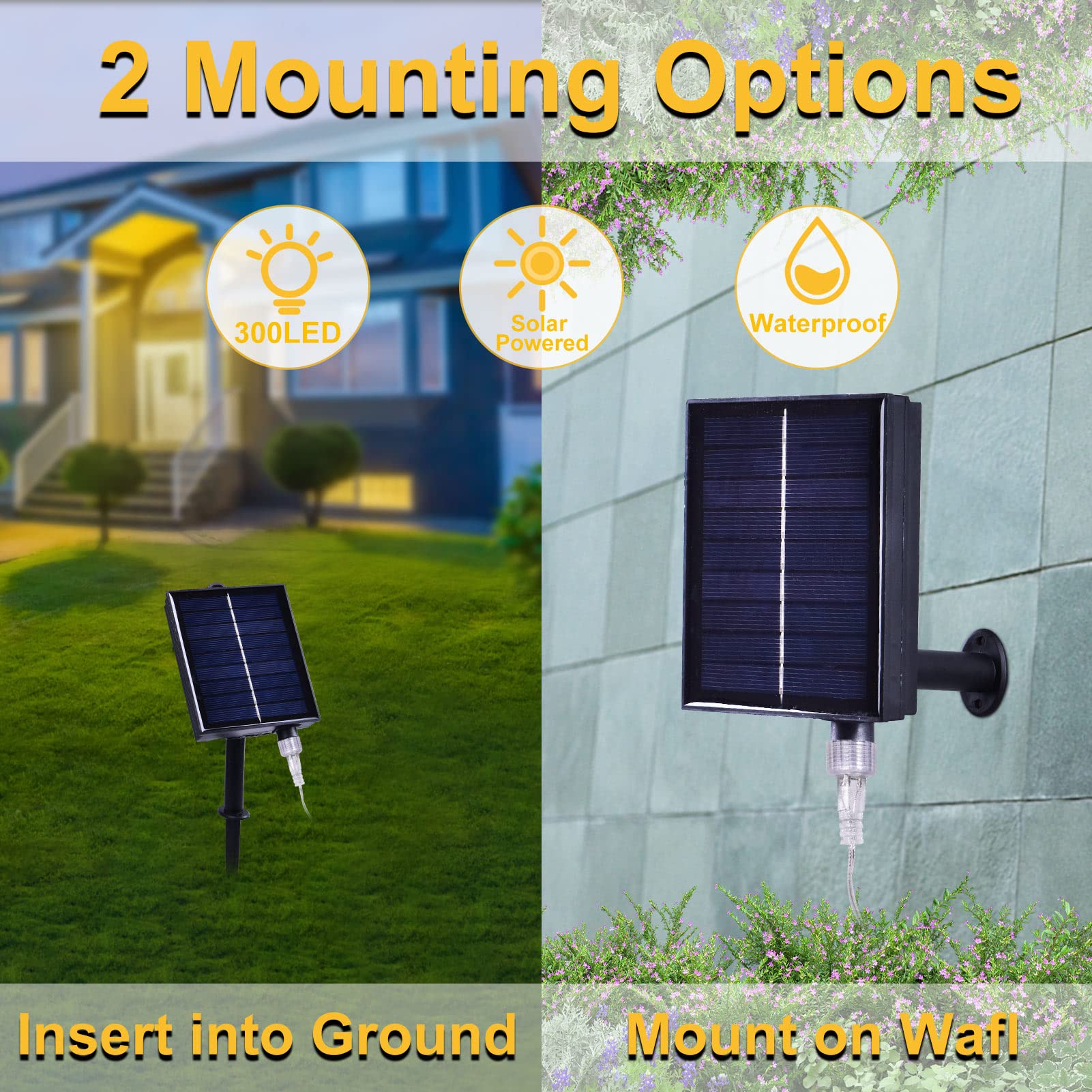 300Led Solar Curtain Lights Outdoor Indoor, Solar String Lights Outdoor Waterproof, Fairy Window Lights, Twinkle Lights 8 Modes