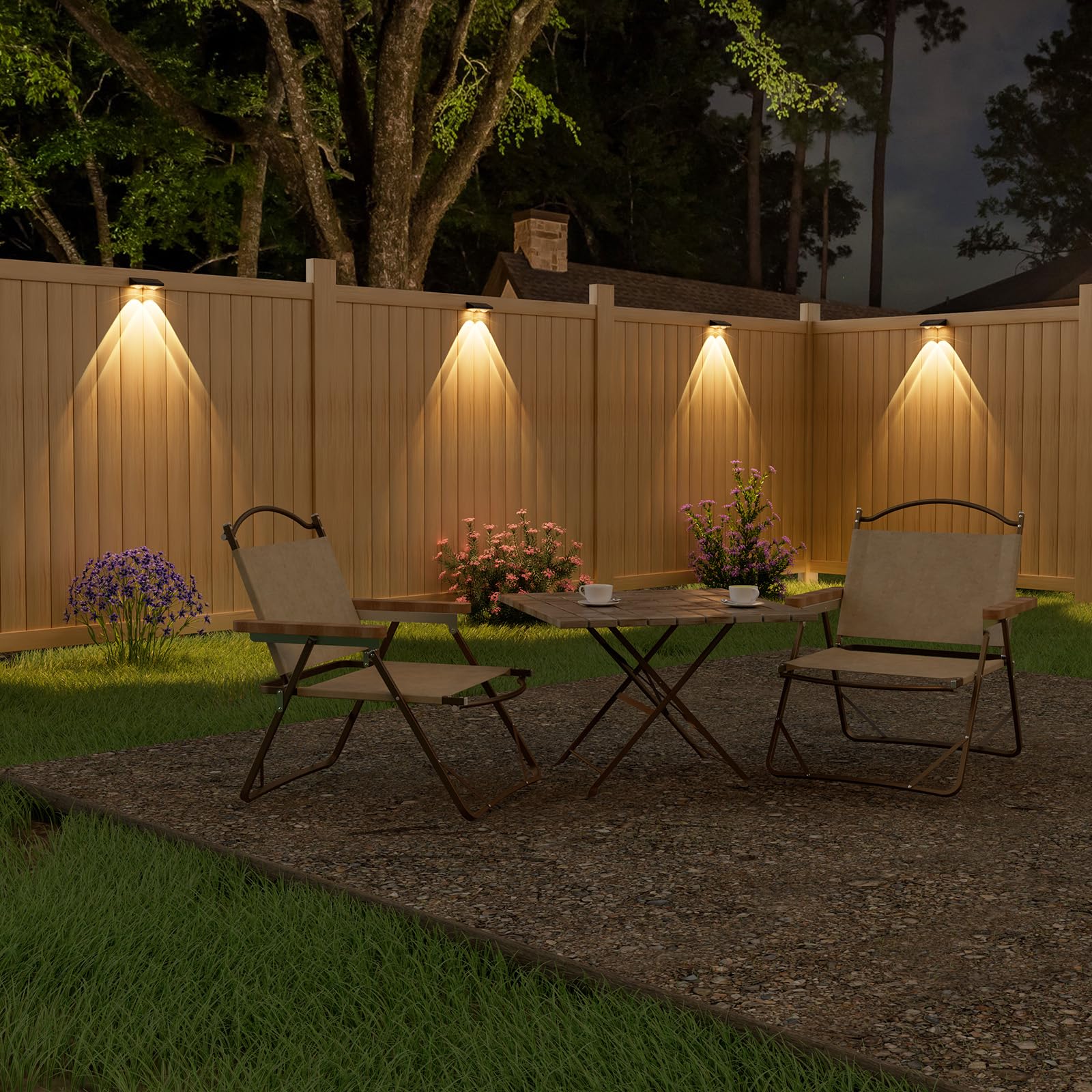 NIORSUN Solar Fence Lights, 8 Pack Waterproof LED Deck Lights, Warm White, Black, Model LH-TB22