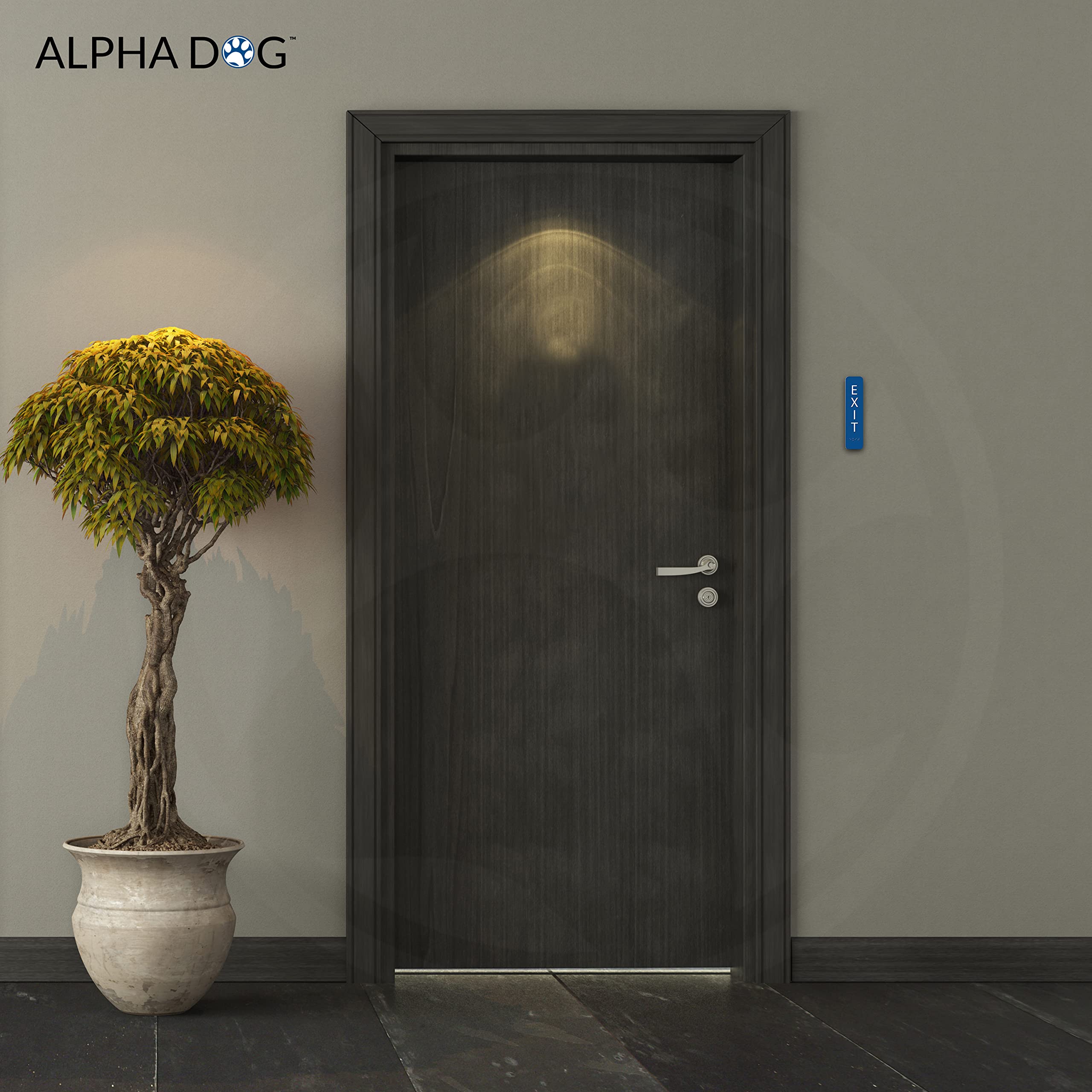 Alpha Dog Ada Signs Vertical Braille Exit Sign 8X2 Inch Ada Compliant Indoor Outdoor Business Easy Install Usa Made (Blue)