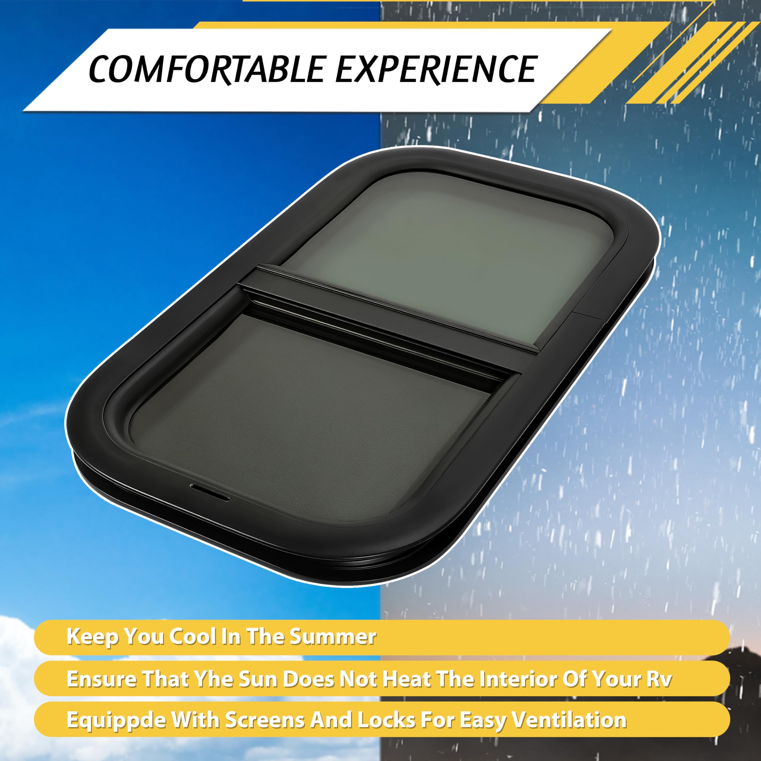 KUAFU RV Vertical Sliding Window 12" x 22" Tinted Glass Replacement - Model GO-2735