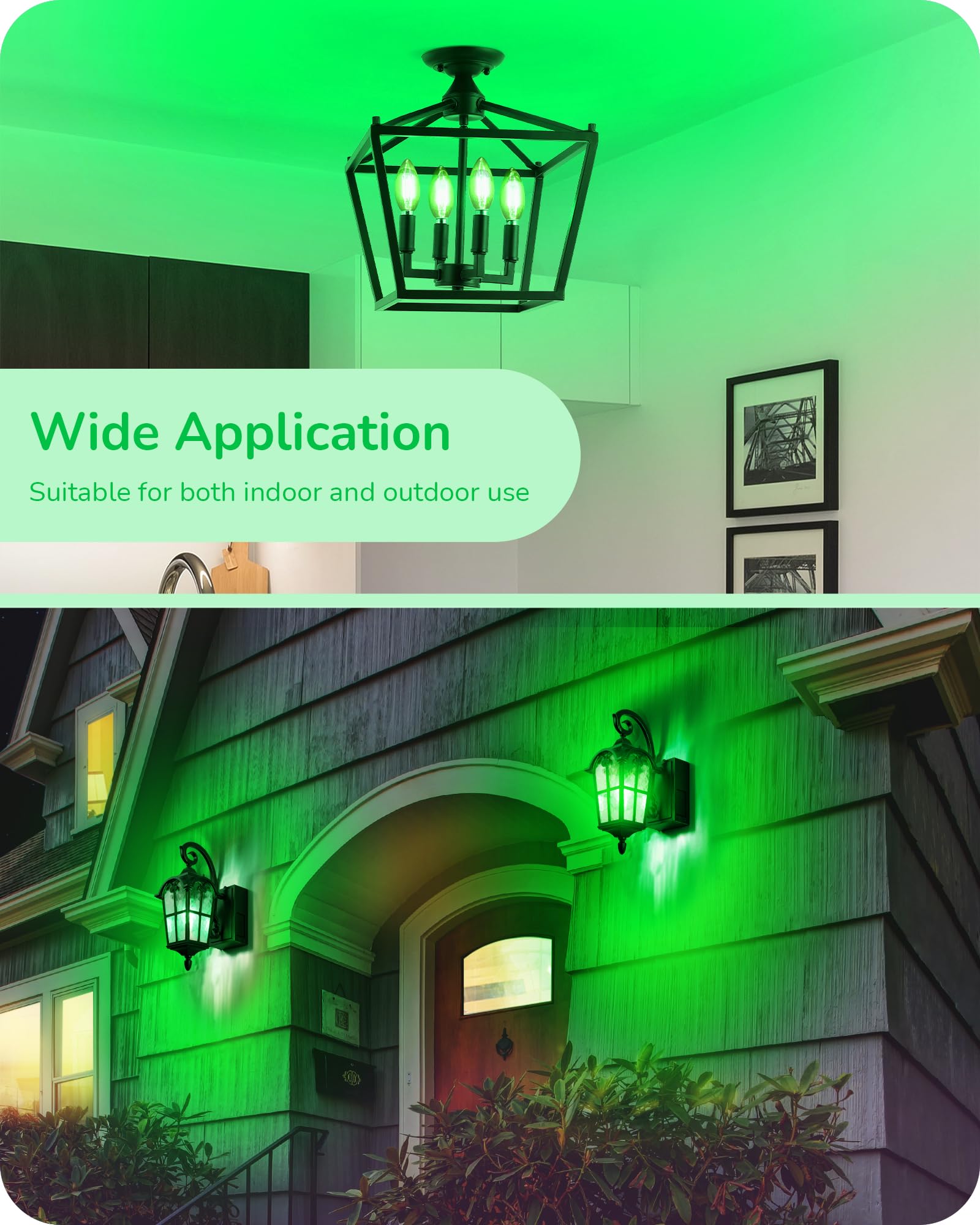 Edishine C35 Green Dimmable Led Light Bulbs For Easter/St. Patrick'S Day, 5W Equivalent 60W, Led Filament Light Bulb, 6 Pack E12