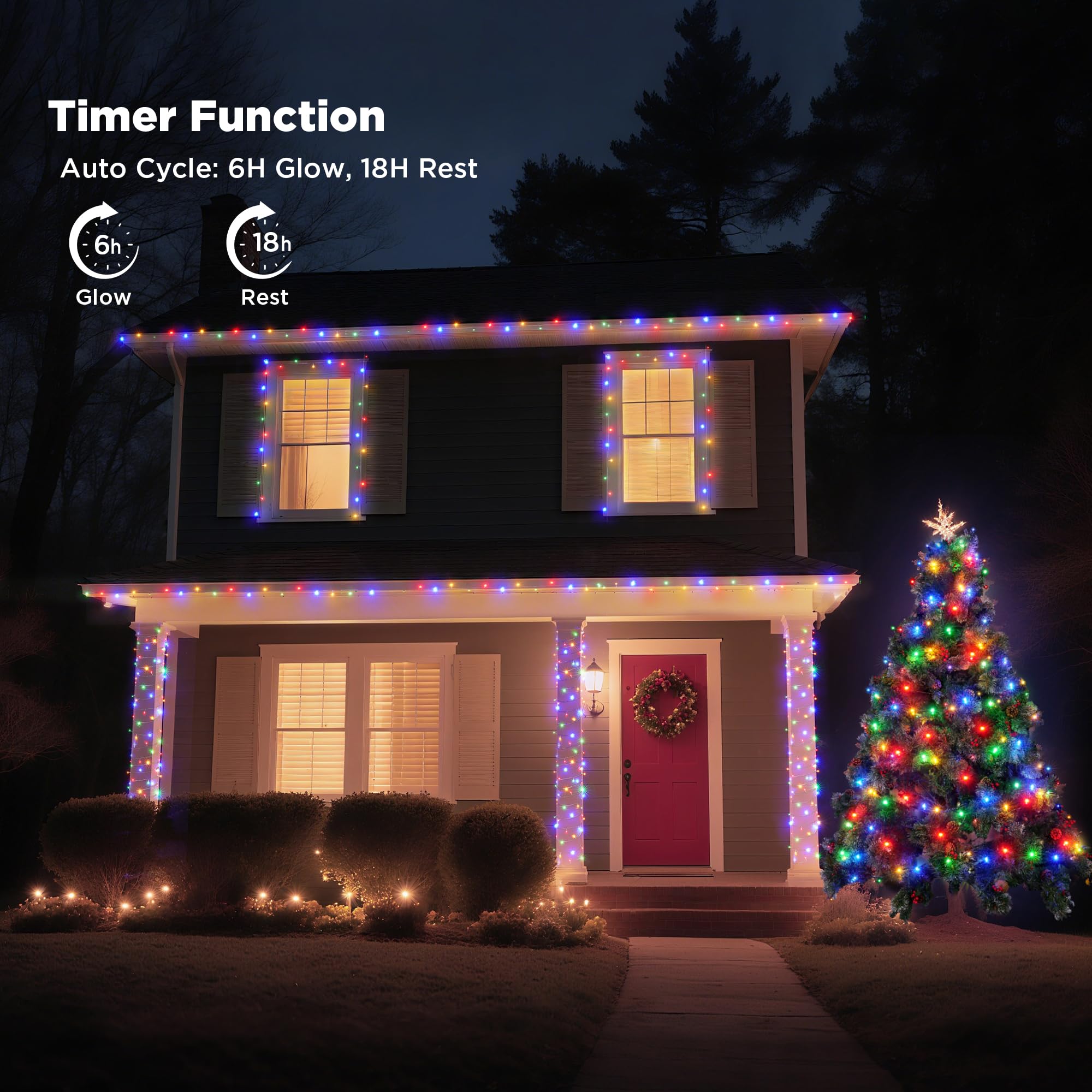 Wbao Christmas Lights Indoor Outdoor 800Led 272Ft  Super Bright Led Christmas String Lights With Ul Certified  8 Lighting Modes  Timer  Memory & Waterproof For Trees  Patio  Party Decor  Multicolor