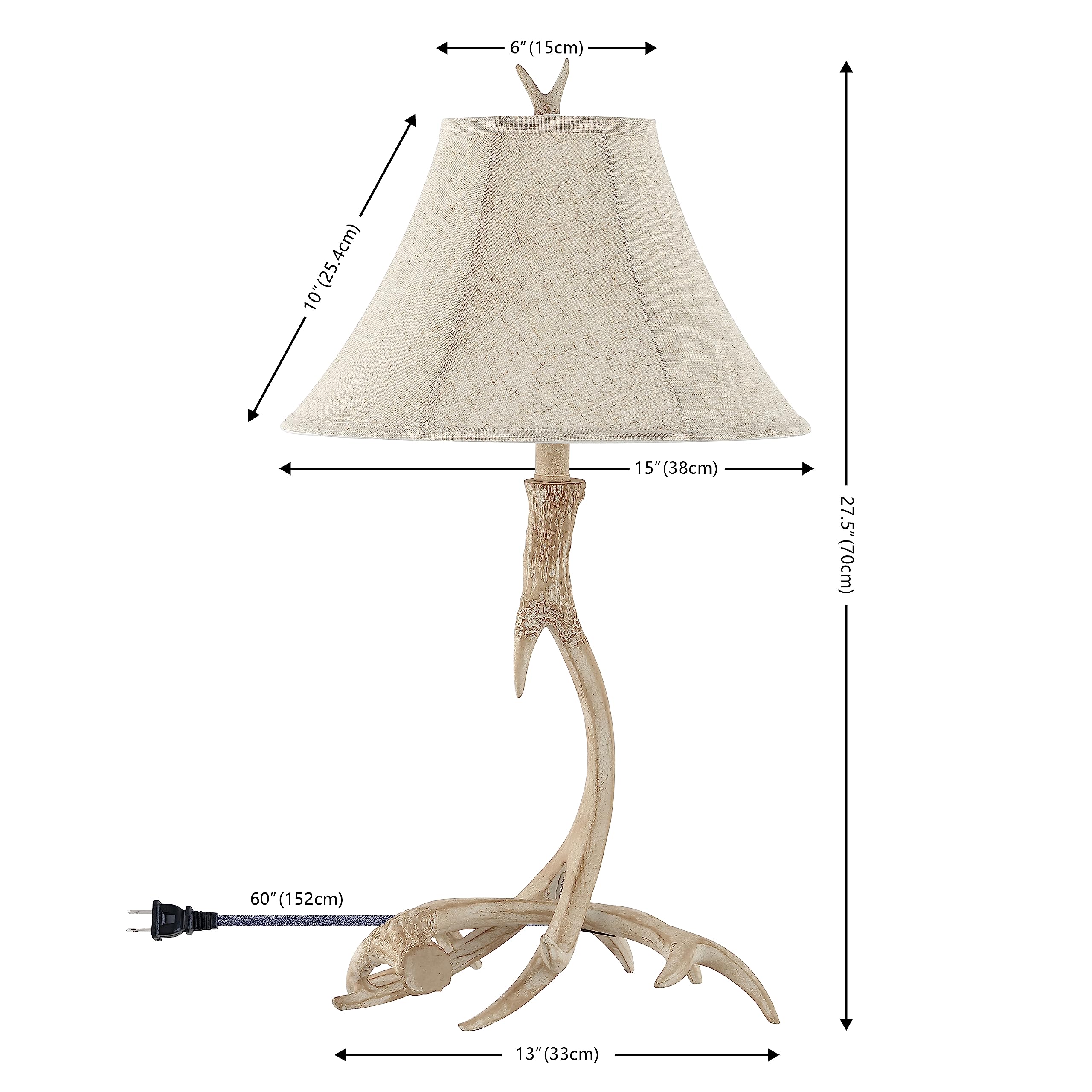 Jonathan Y Jyl6305B Antler 27.5'' Rustic Resin Led Table Lamp, Traditional For Bedroom, Living Room, Office, Kids Room, Entryway