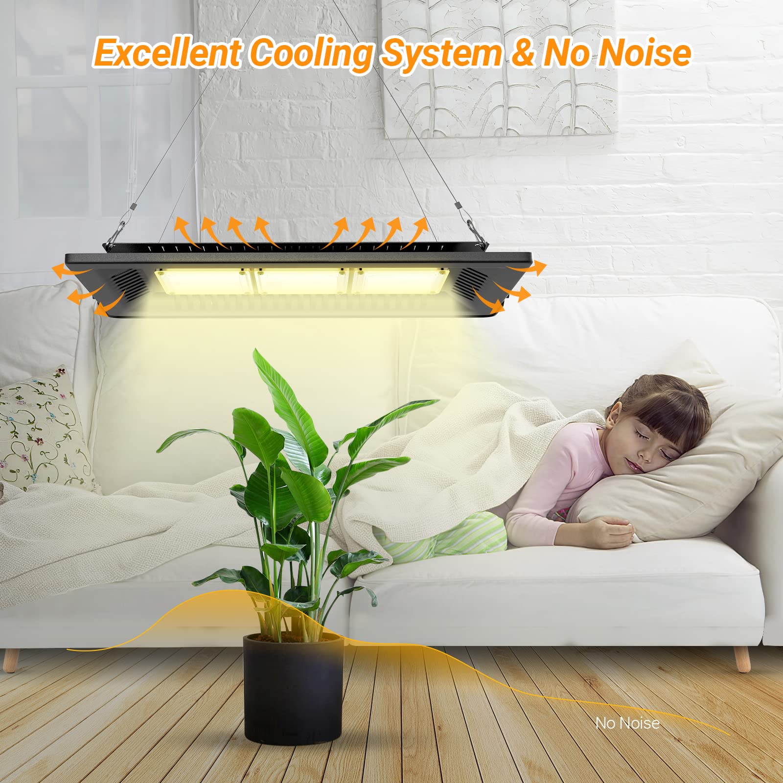 Relassy 450W Waterproof Led Sunlike Full Spectrum Outdoor, Grow Light With No Noise, Heat Dissipation For Indoor Outdoor Plants Seedling, Growing, Blooming And Fruiting